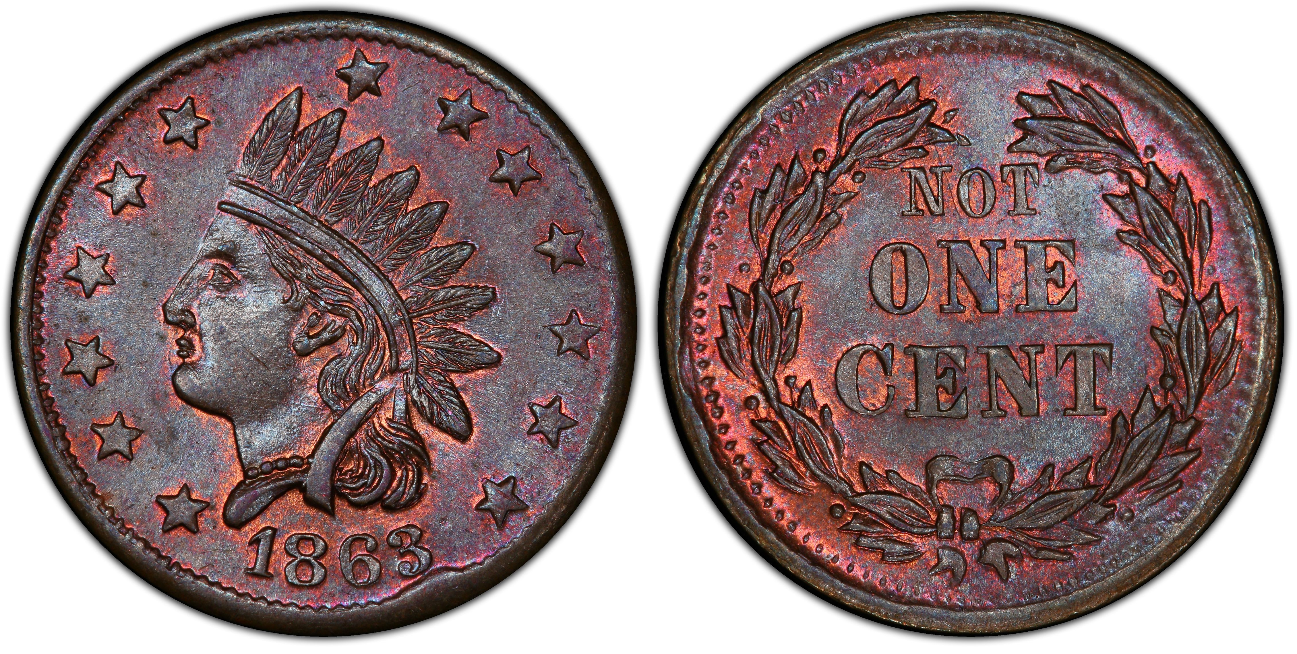 Details about   1863 United States Copper Good For One Cent Tradesmens Currency  AU 
