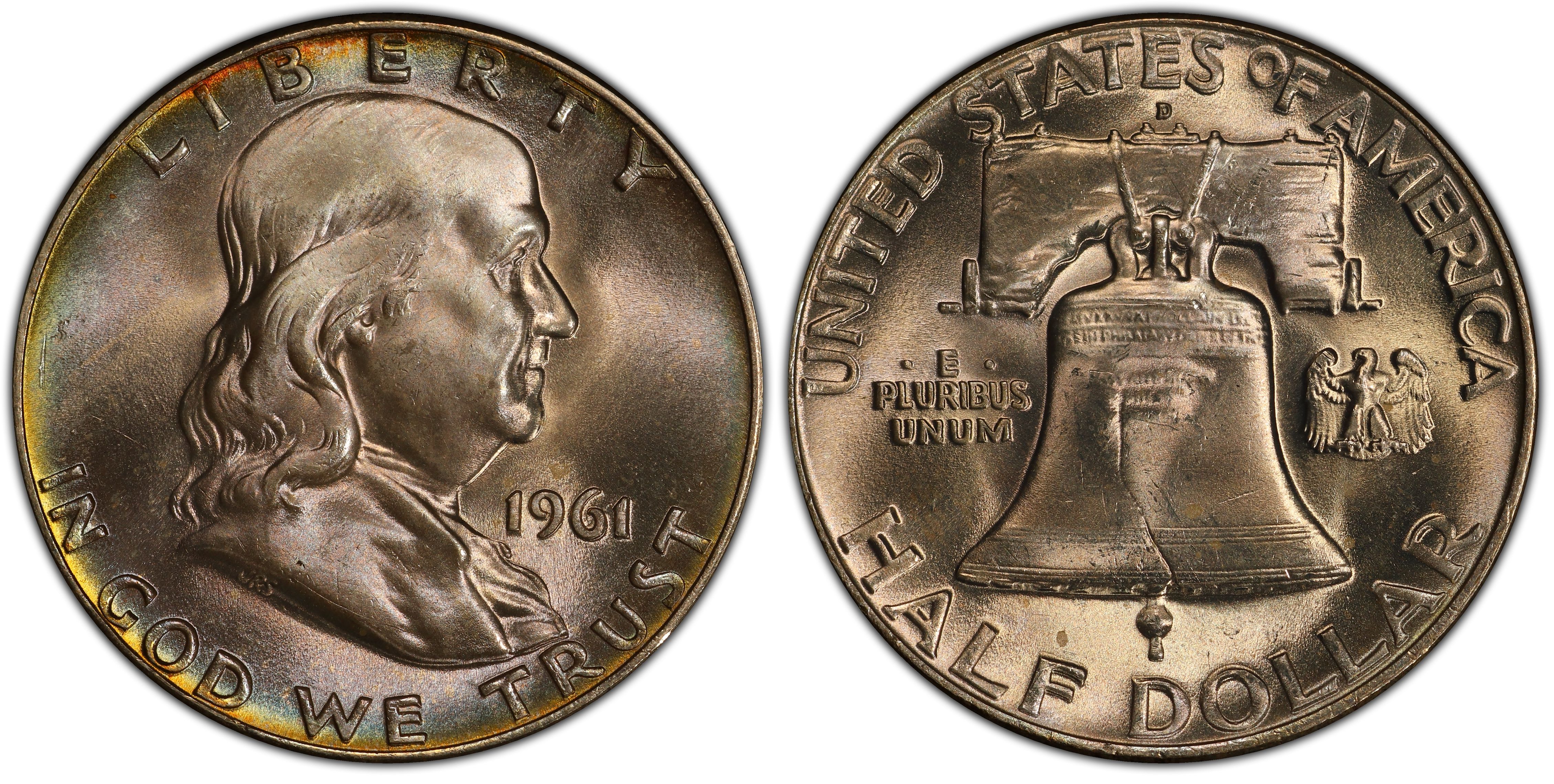 Details about   1961-D 50C Franklin Silver Half Dollar BU 