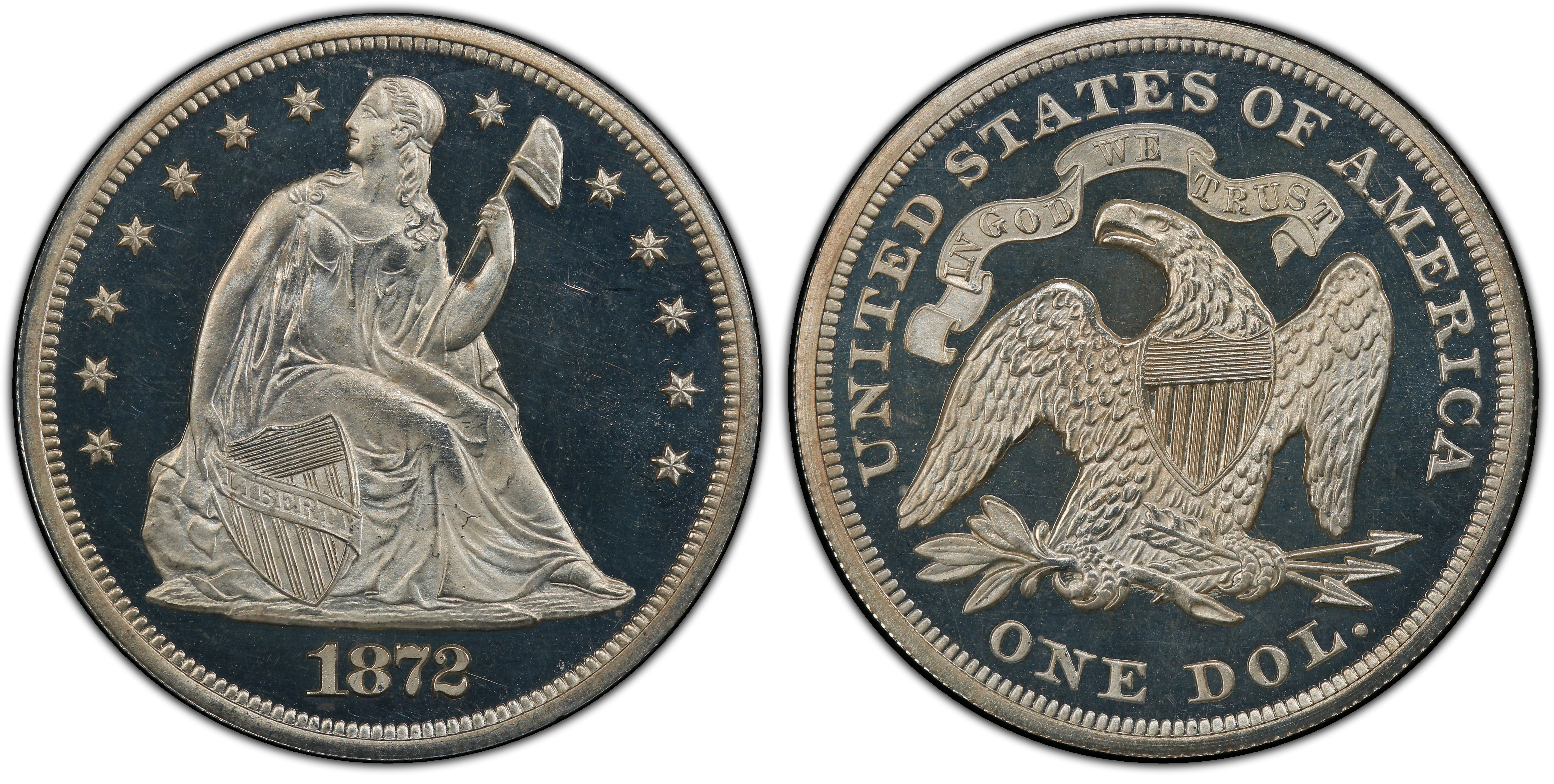 1872 $1, CAM (Proof) Liberty Seated Dollar - PCGS CoinFacts