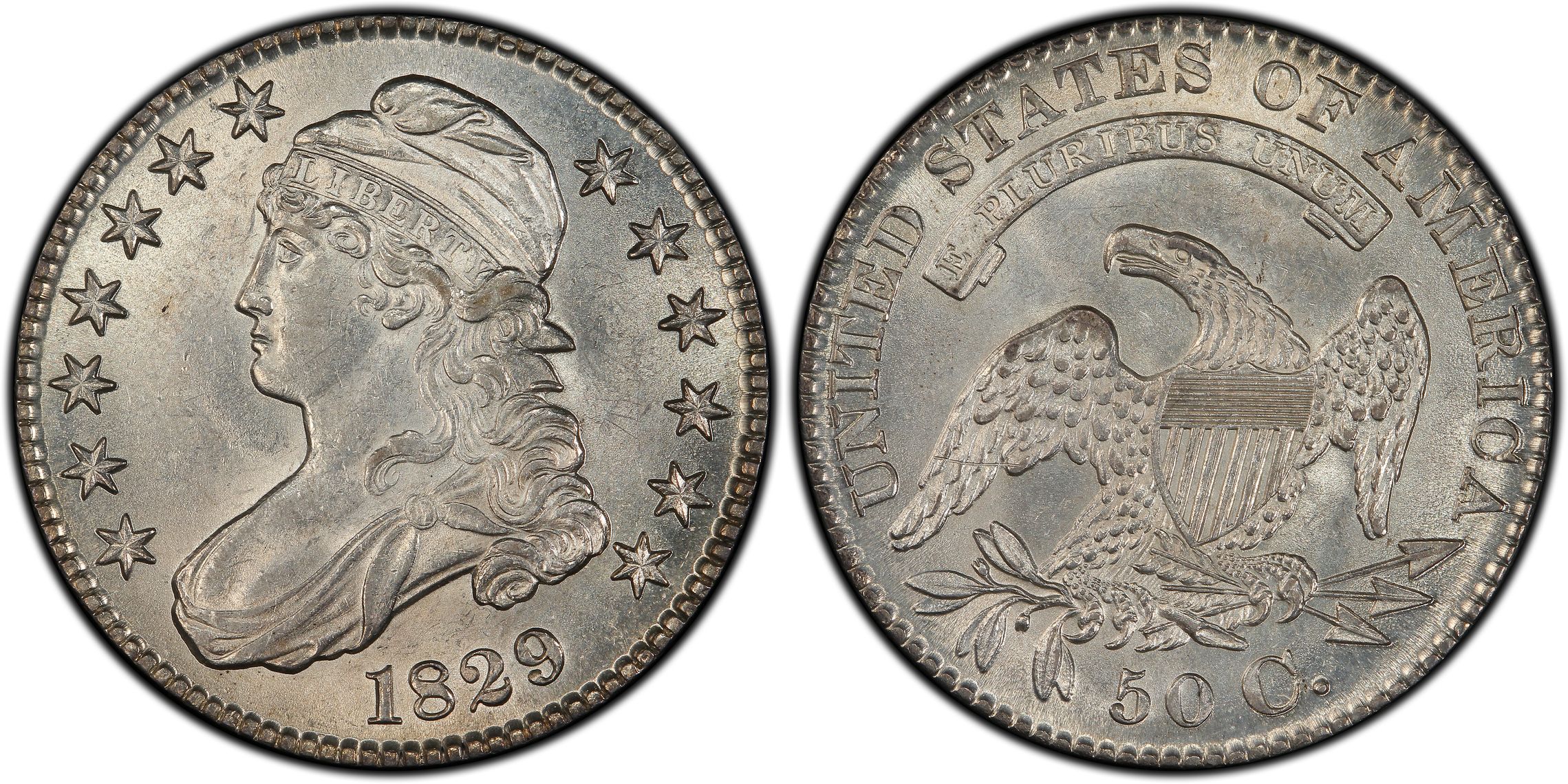 1829 50c O-113a Small Letters (regular Strike) Capped Bust Half Dollar 