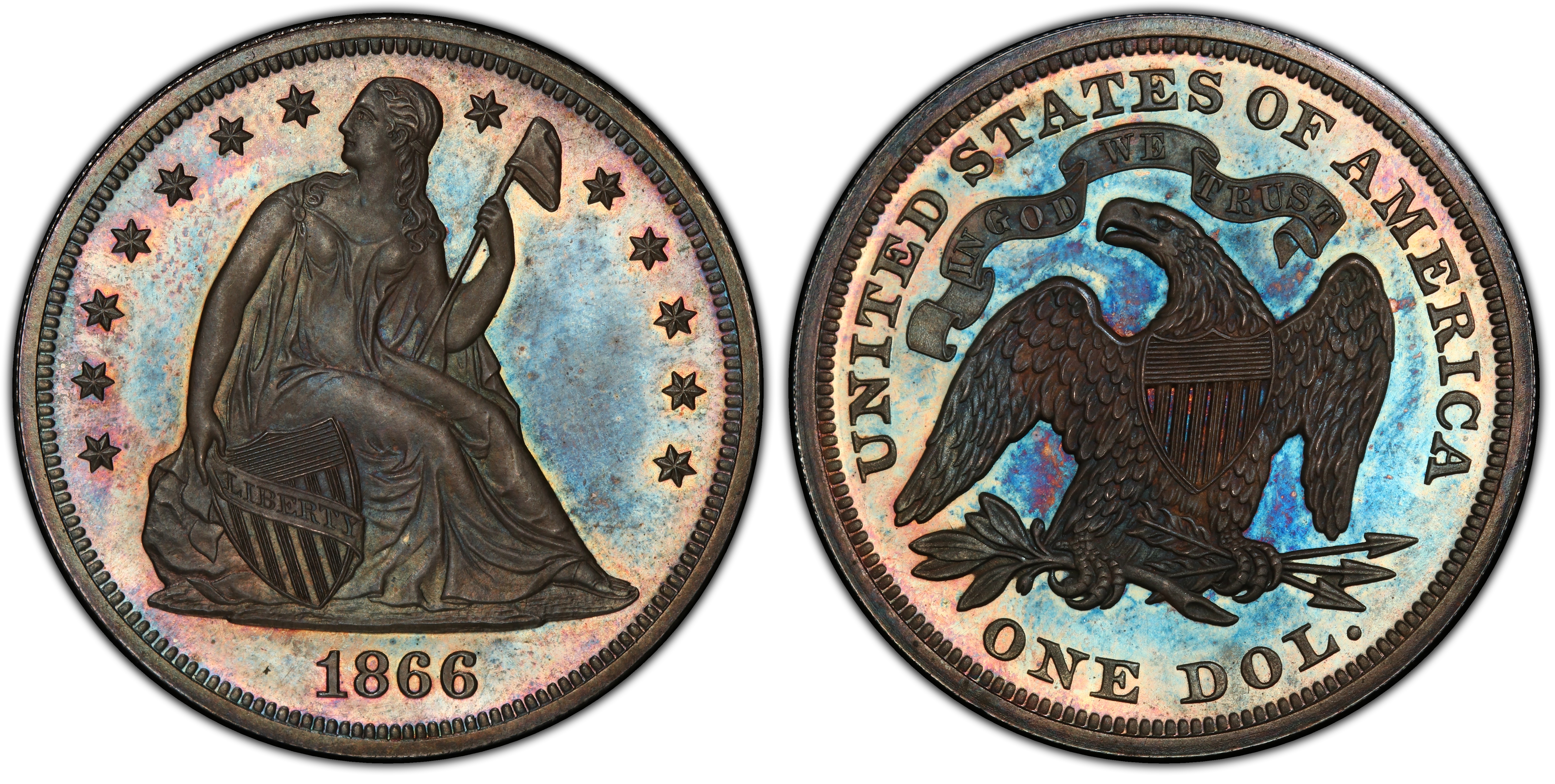 1866 $1 Motto (Proof) Liberty Seated Dollar - PCGS CoinFacts