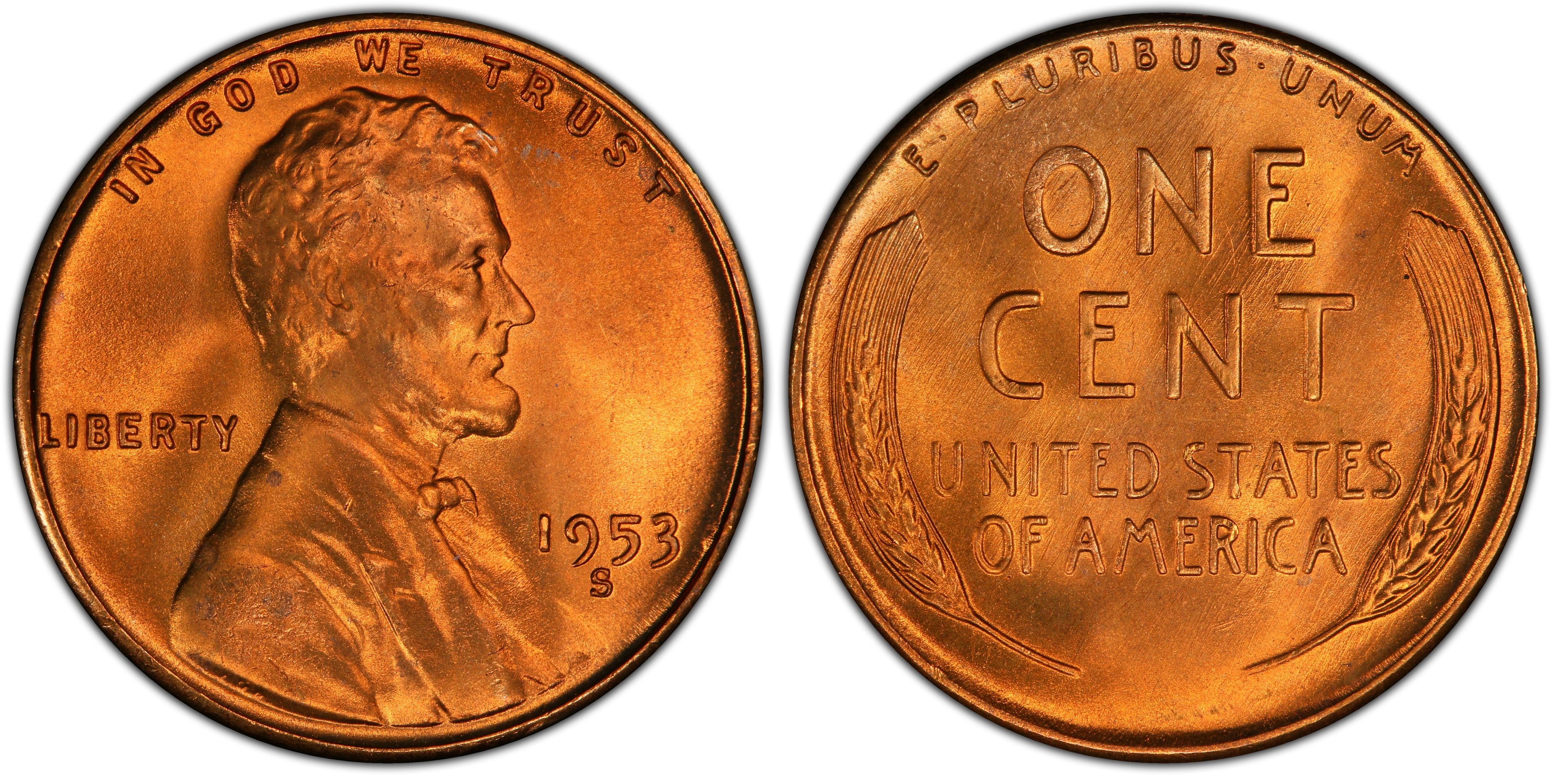 1953 S  Lincoln  Wheat Penny  Nice  Red BU Coin 
