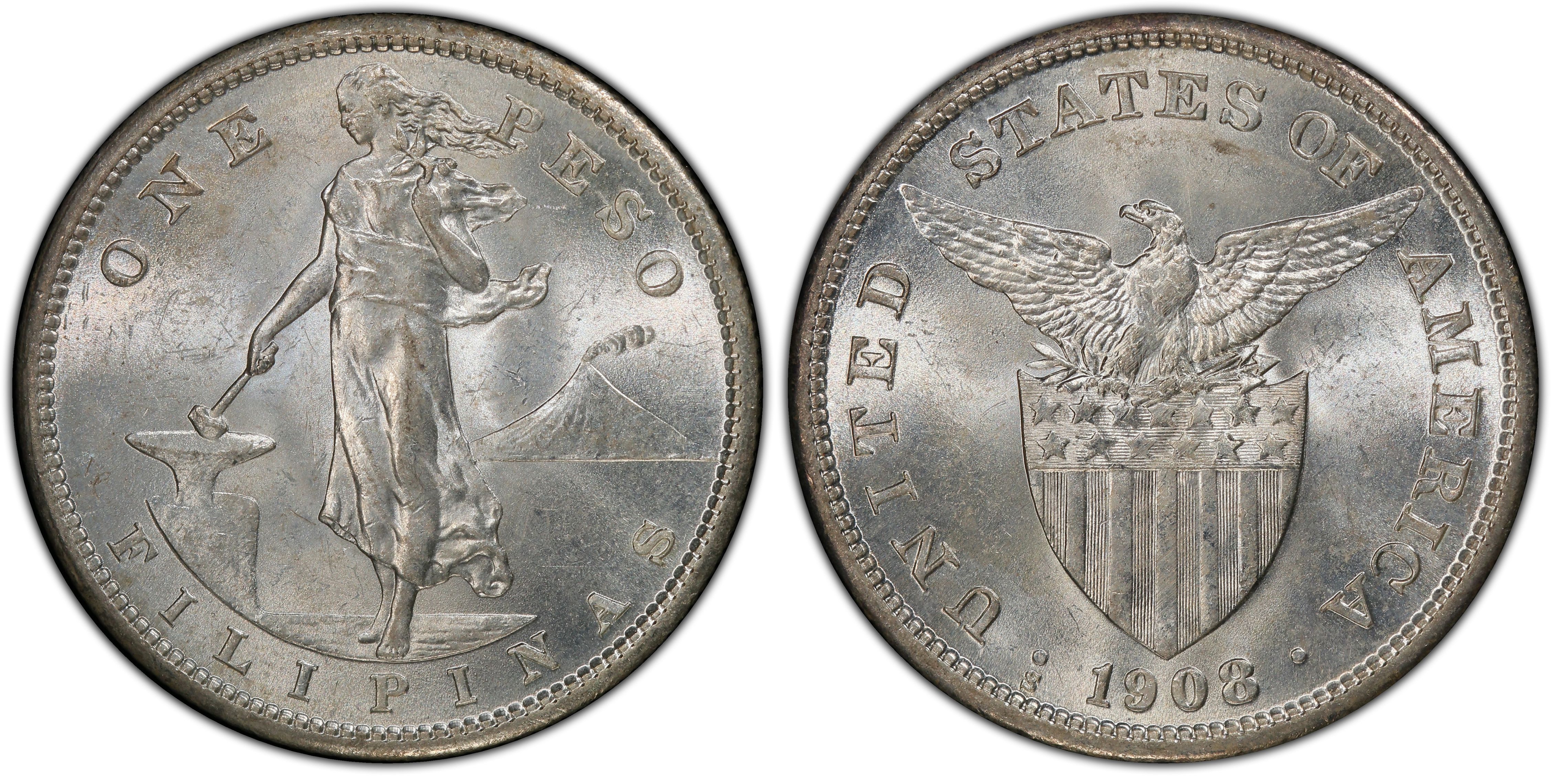 1908-S/S Peso Allen-17.03a (Regular Strike) U.S. Philippines