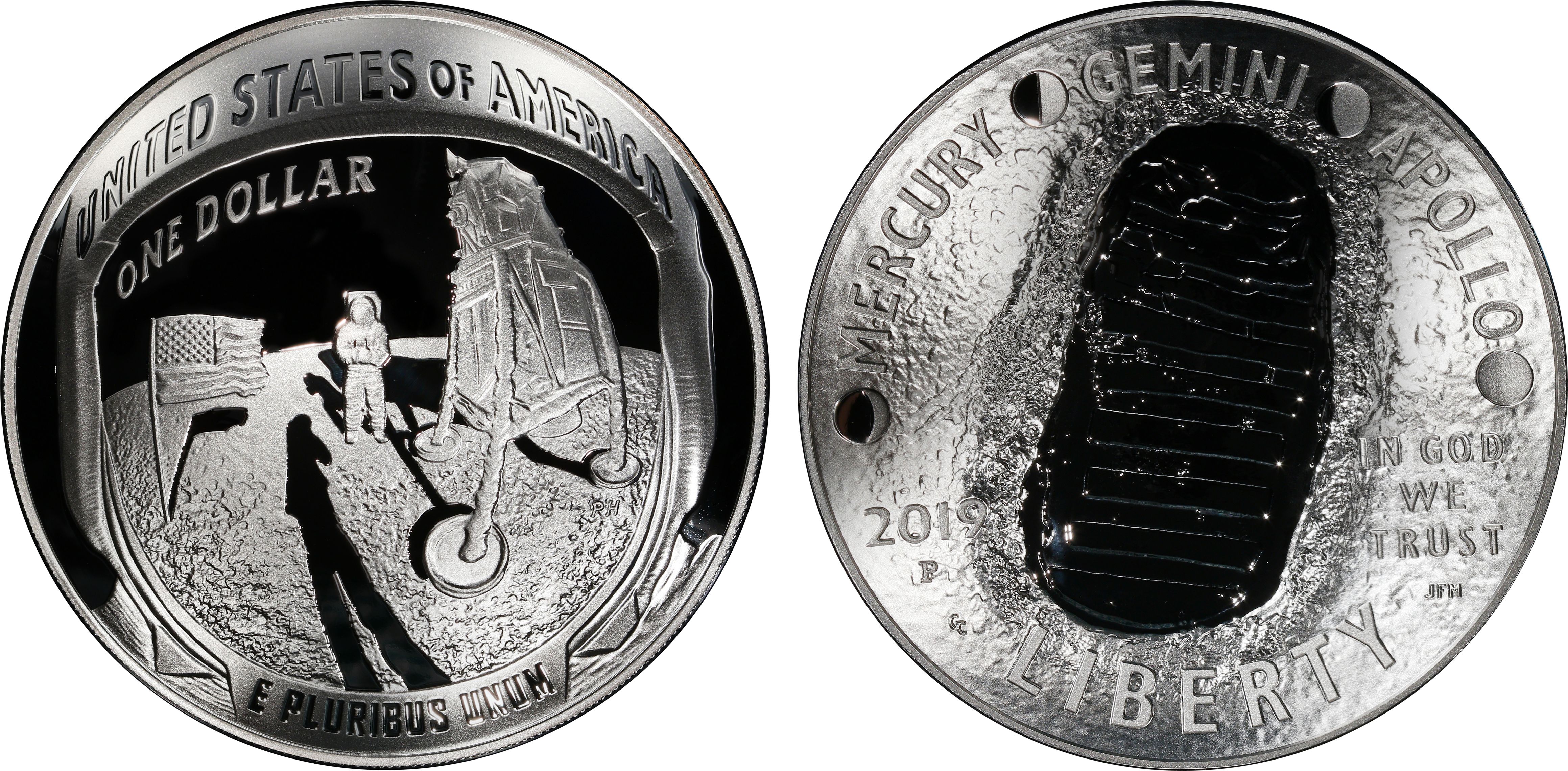 2019-P $1 Apollo 11 50th Anniversary 5 oz Silver, DCAM (Proof