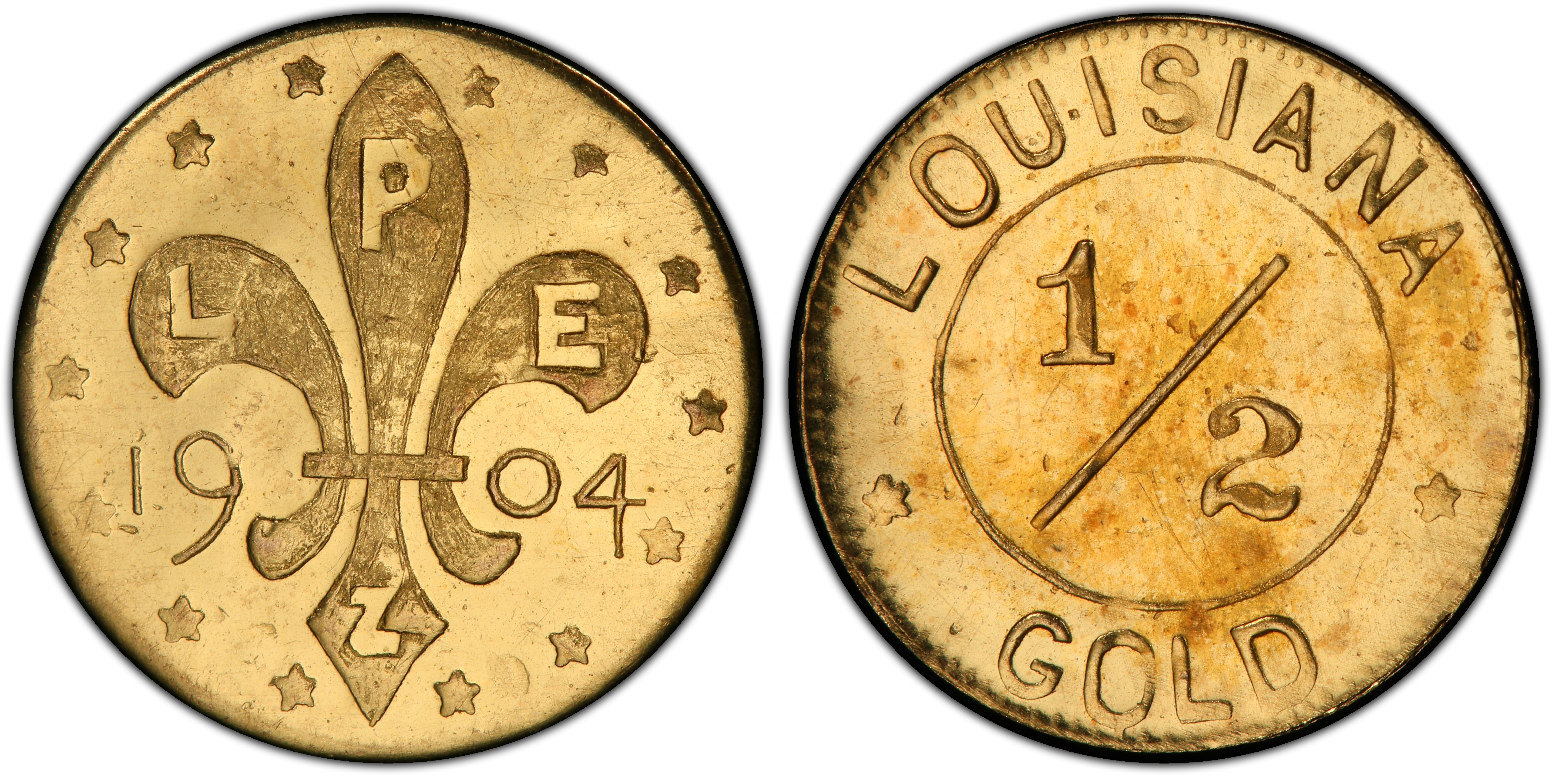 1904 50C Louisiana Purchase Expo X Tn2 Gold Regular Strike So