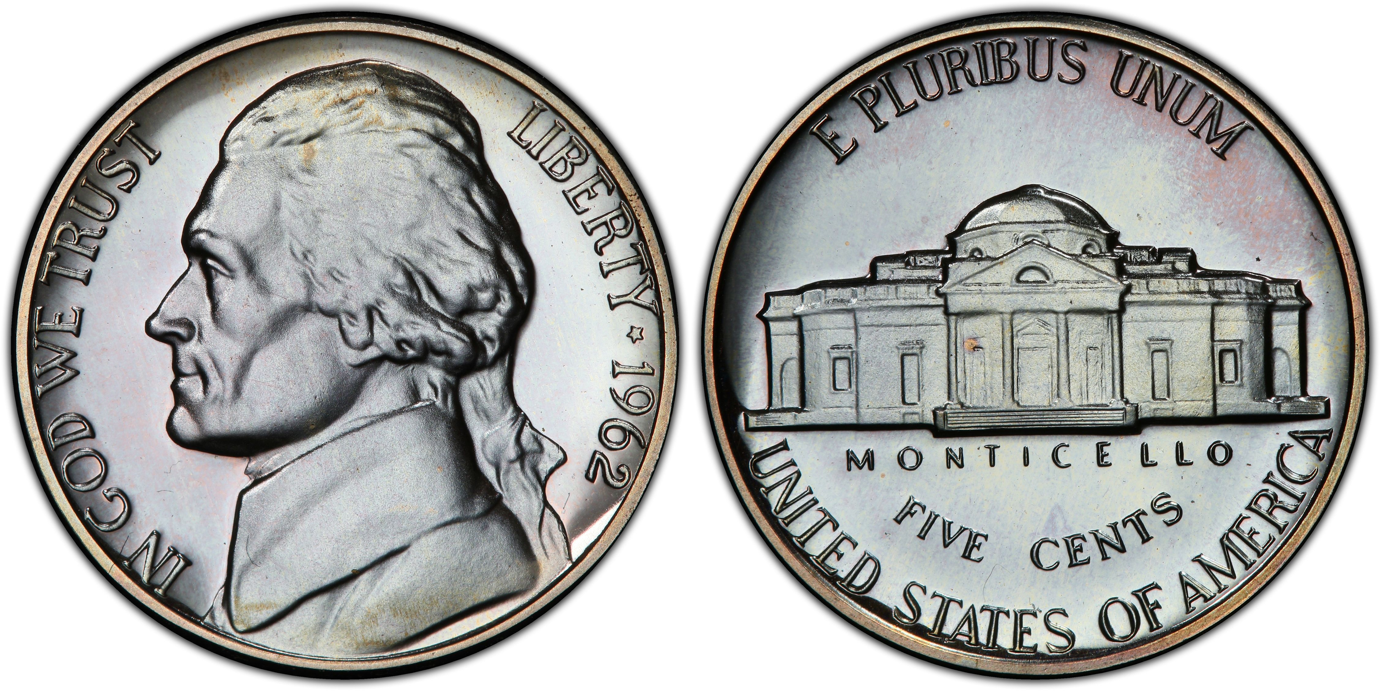 1962 Proof United States Jefferson Nickel 5c Coin 