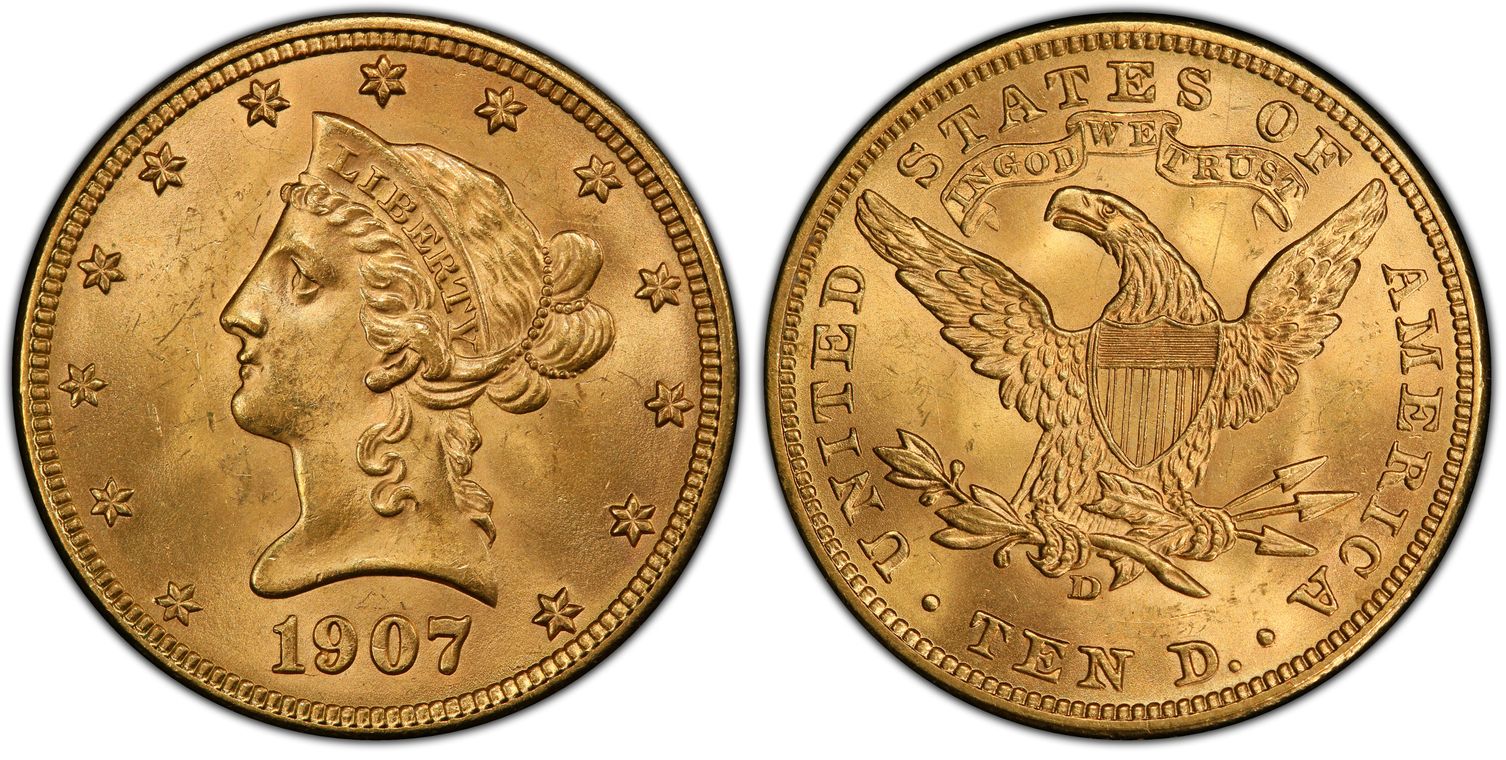 1907-D $10 (Regular Strike) Liberty Head $10 - PCGS CoinFacts