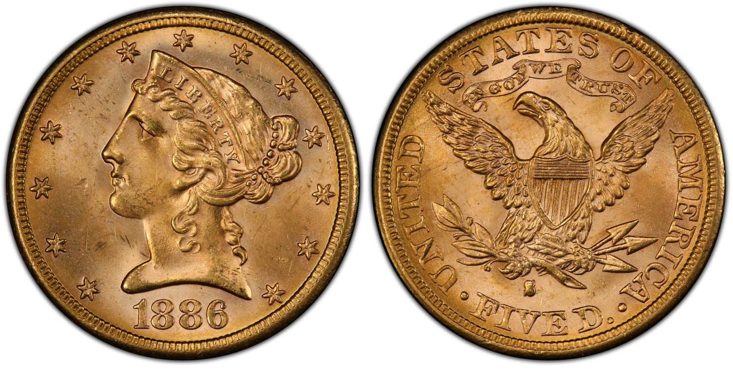 1886-S $5 (Regular Strike) Liberty Head $5 - PCGS CoinFacts