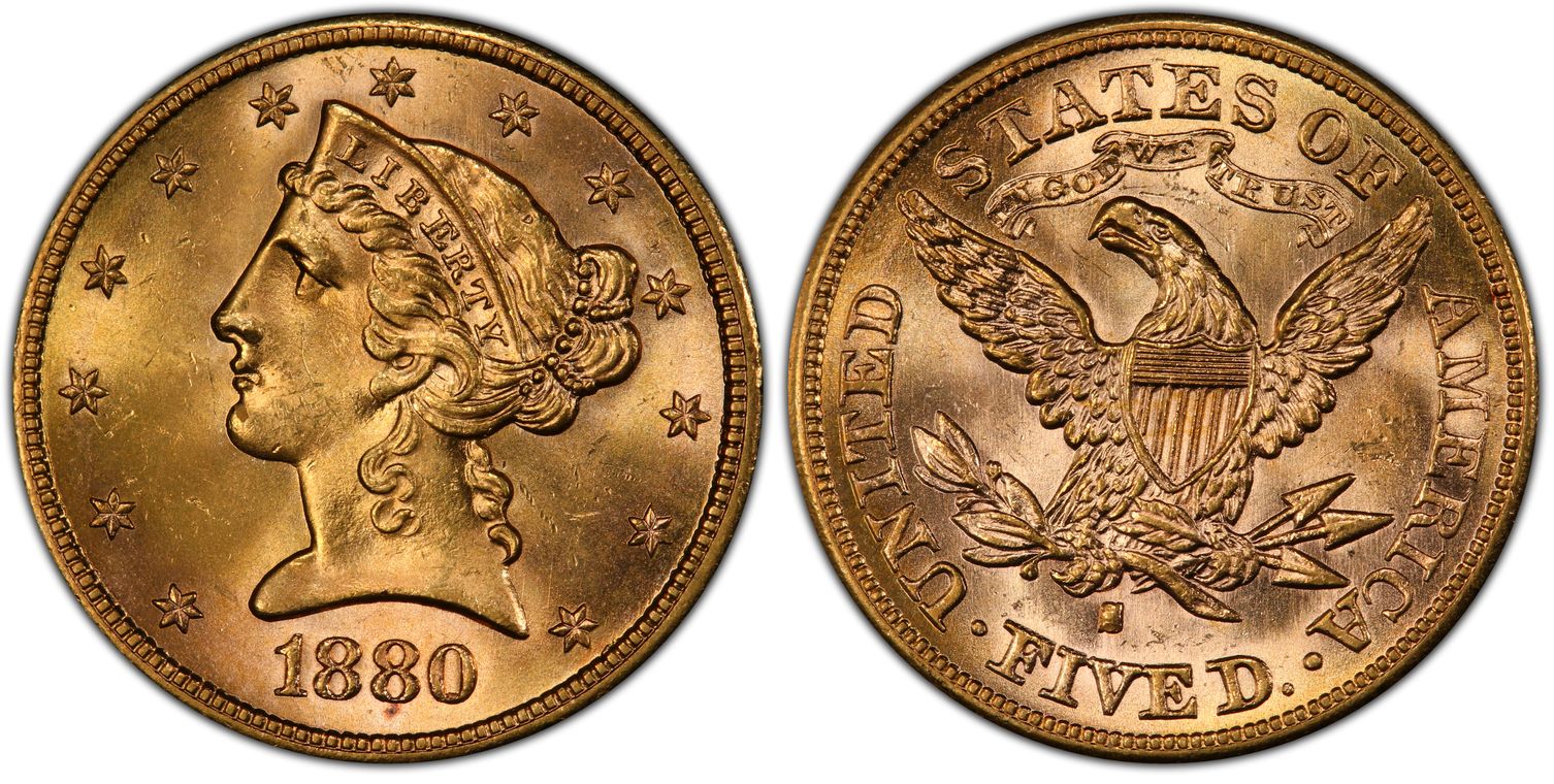 1880-S $5 (Regular Strike) Liberty Head $5 - PCGS CoinFacts