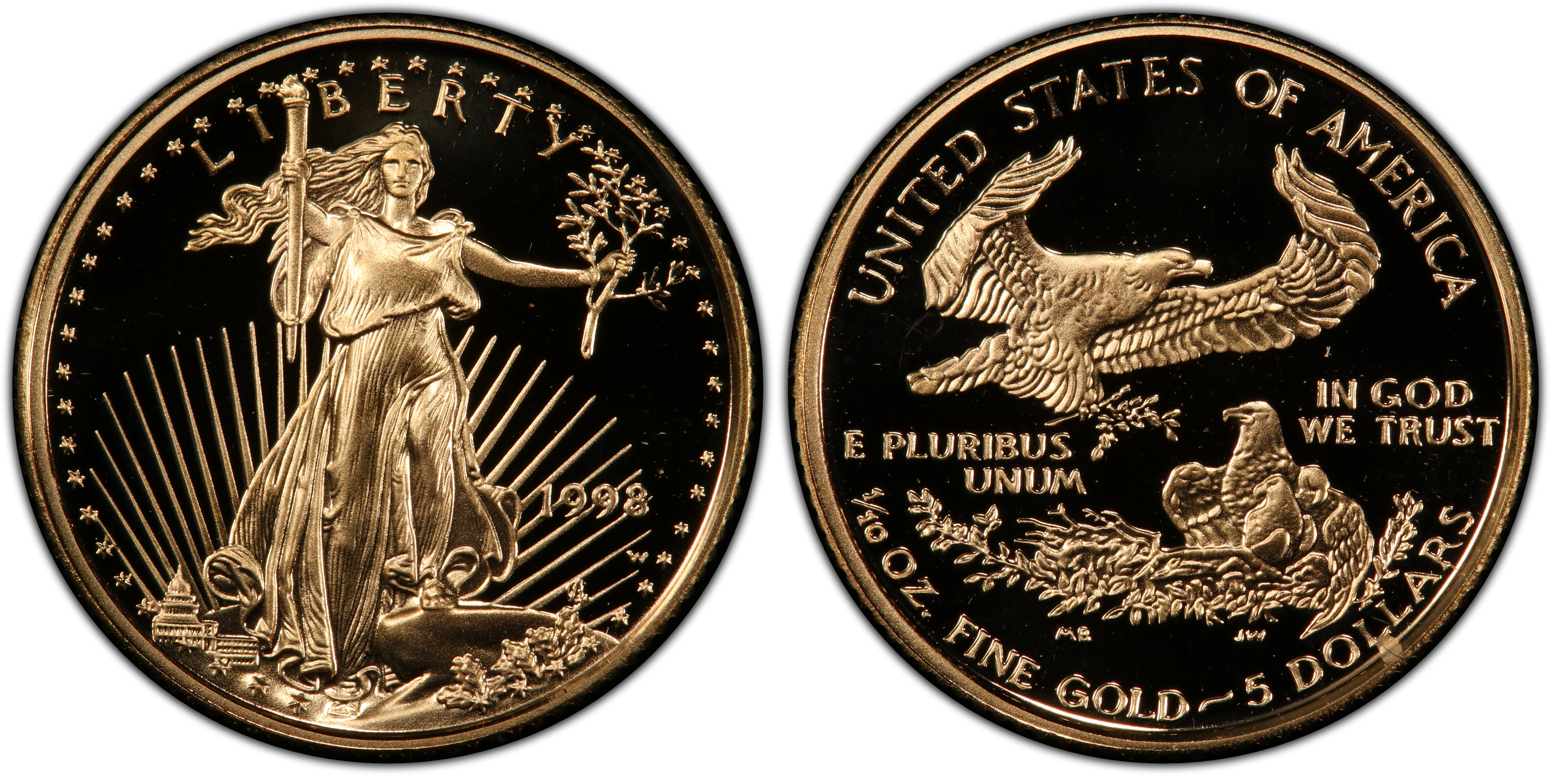 1998 W 5 Gold Eagle DCAM Proof Gold Eagles PCGS CoinFacts