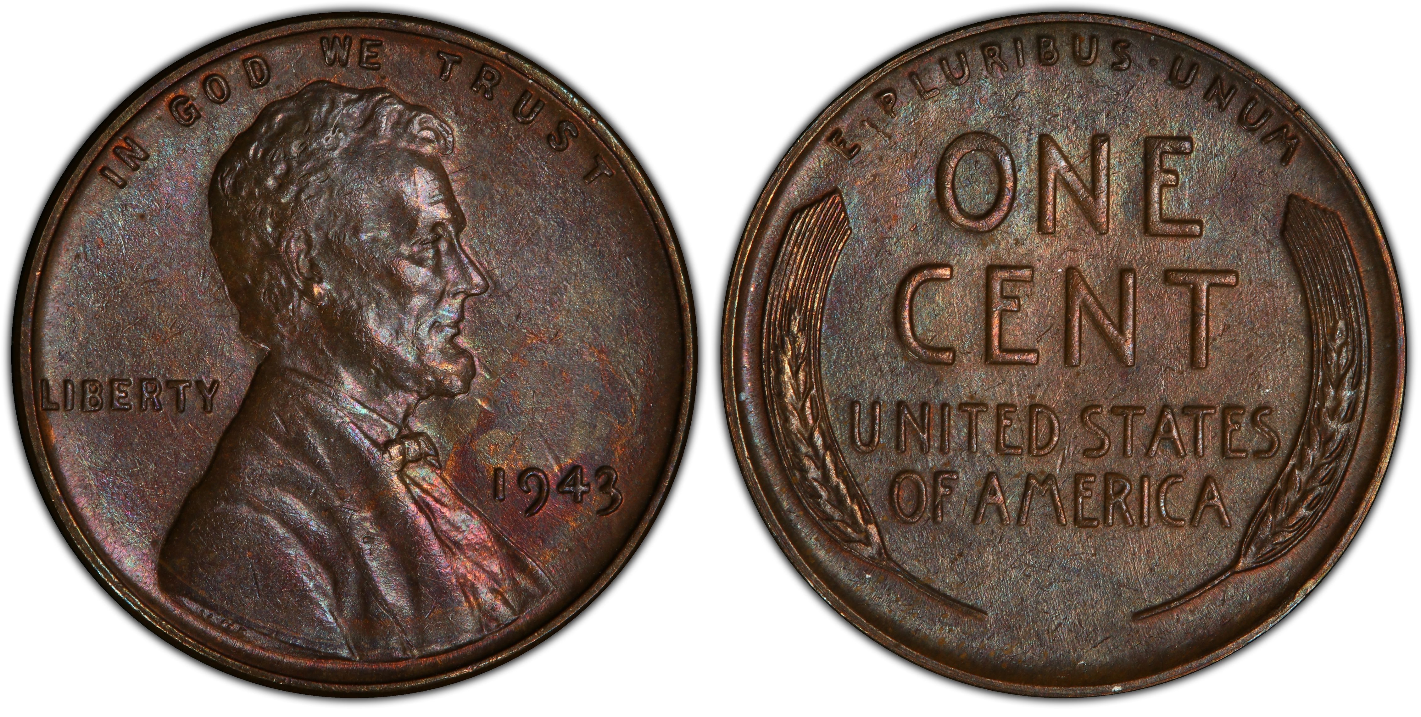 1943 1C (Regular Strike) Lincoln Cent (Wheat Reverse) - PCGS CoinFacts