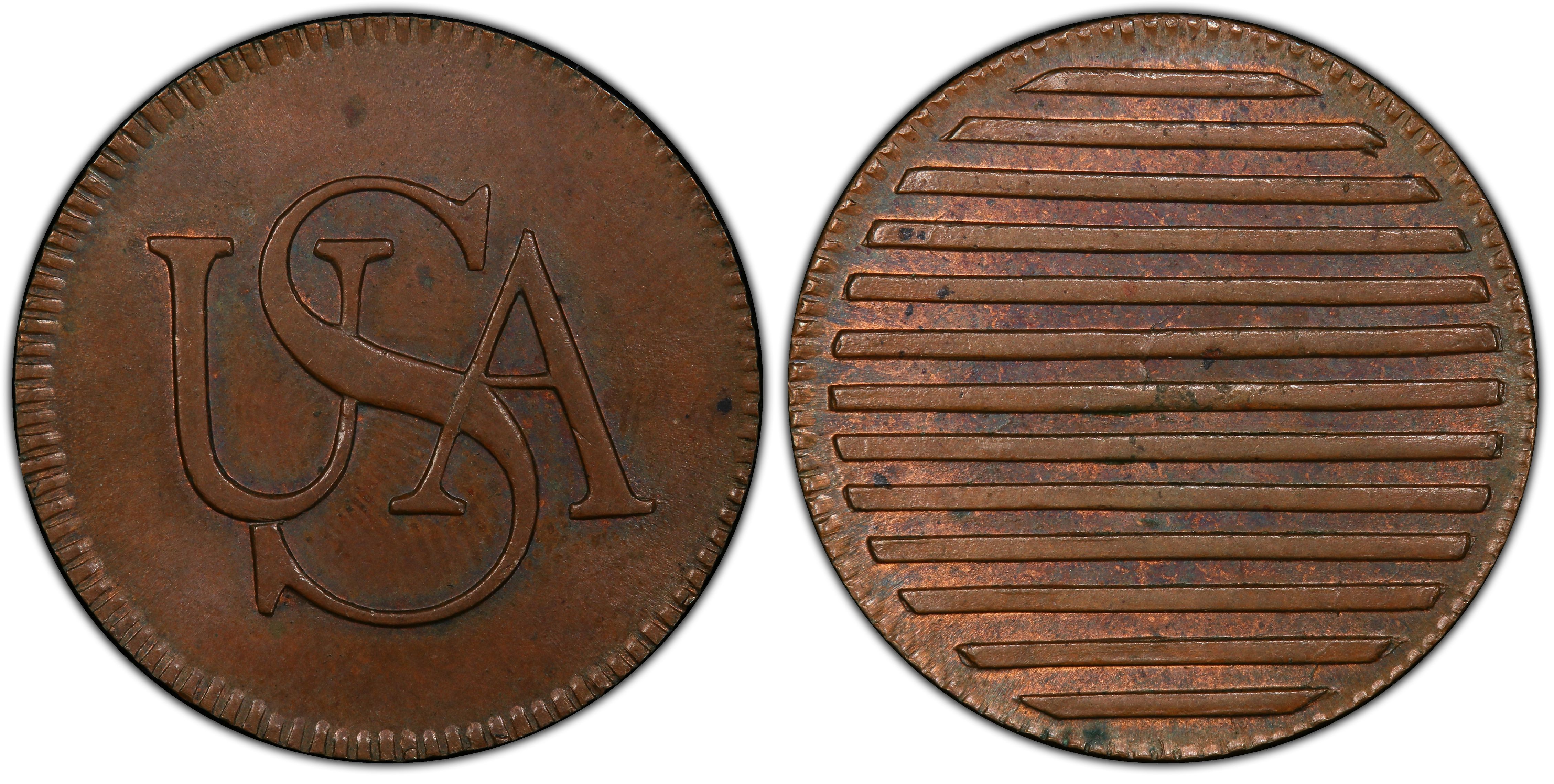 1785) 1/2P Bar Copper, BN (Regular Strike) Post-1776 Private and
