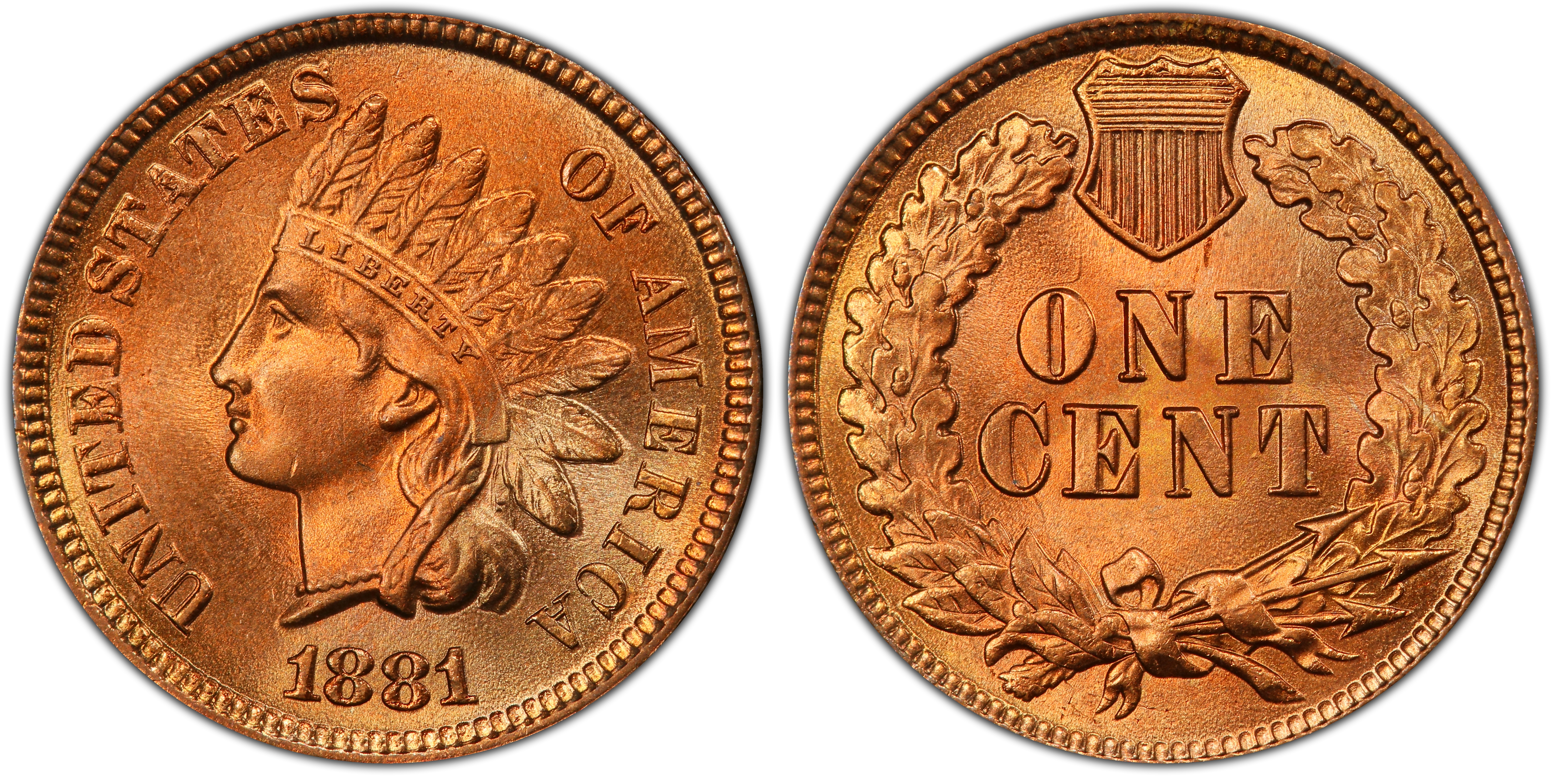 1881 1C RD Regular Strike Indian Cent PCGS CoinFacts