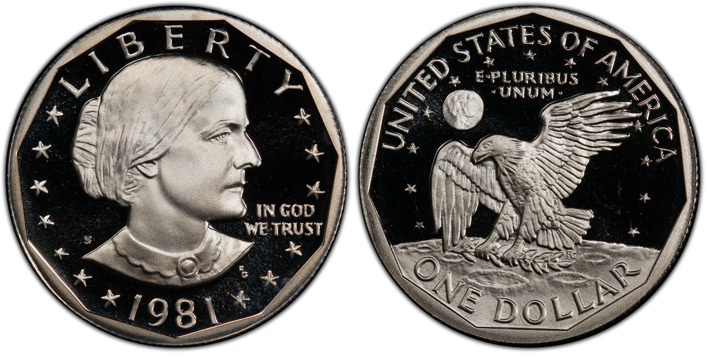 1981-S SBA$1 Type 2, DCAM (Proof) Susan B. Anthony Dollar - PCGS CoinFacts