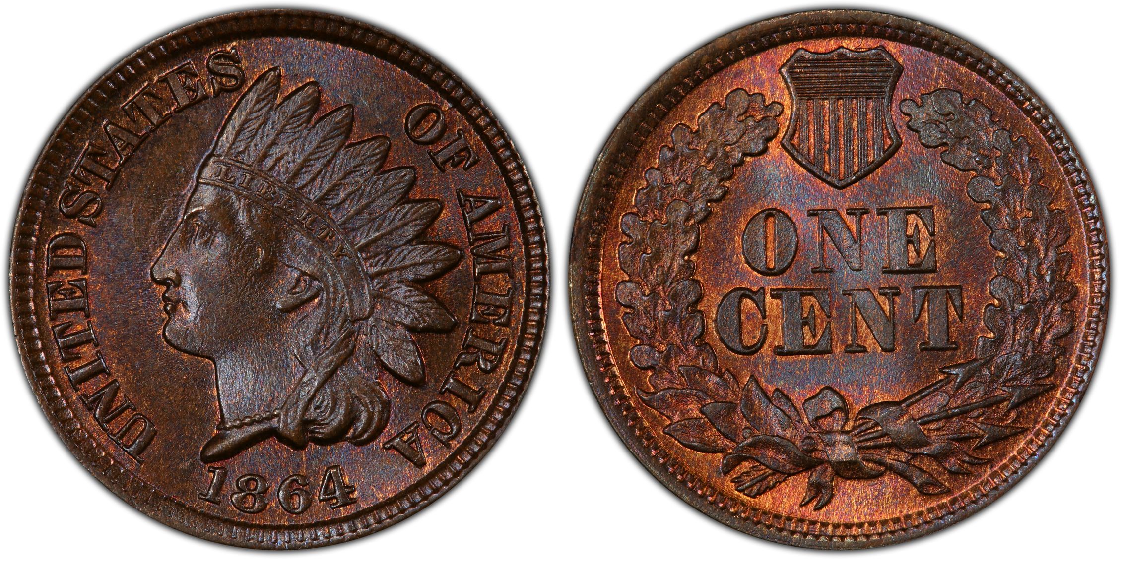 1864 1C Bronze, BN (Regular Strike) Indian Cent - PCGS CoinFacts