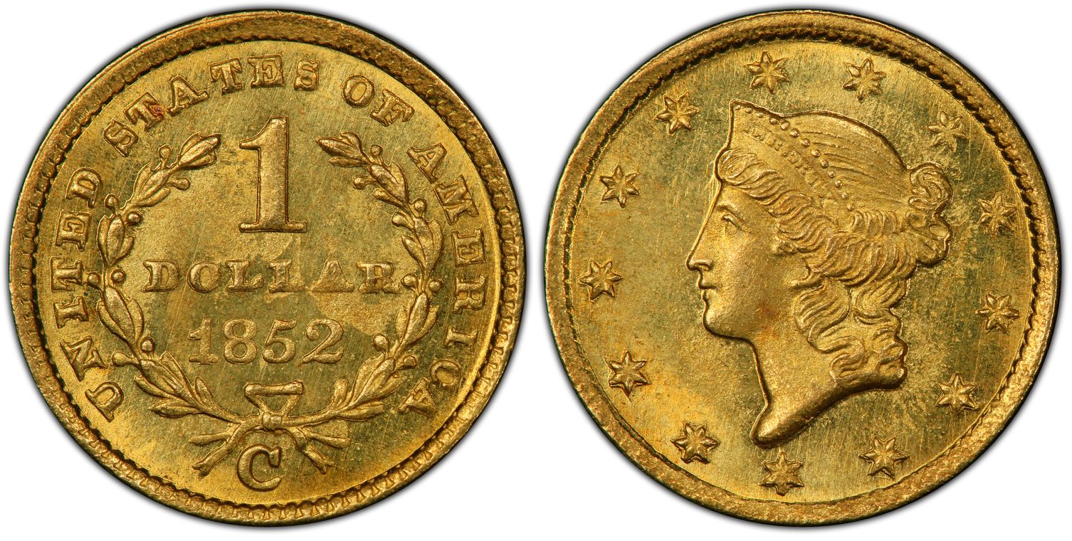 1852-C G$1 (Regular Strike) Gold Dollar - PCGS CoinFacts