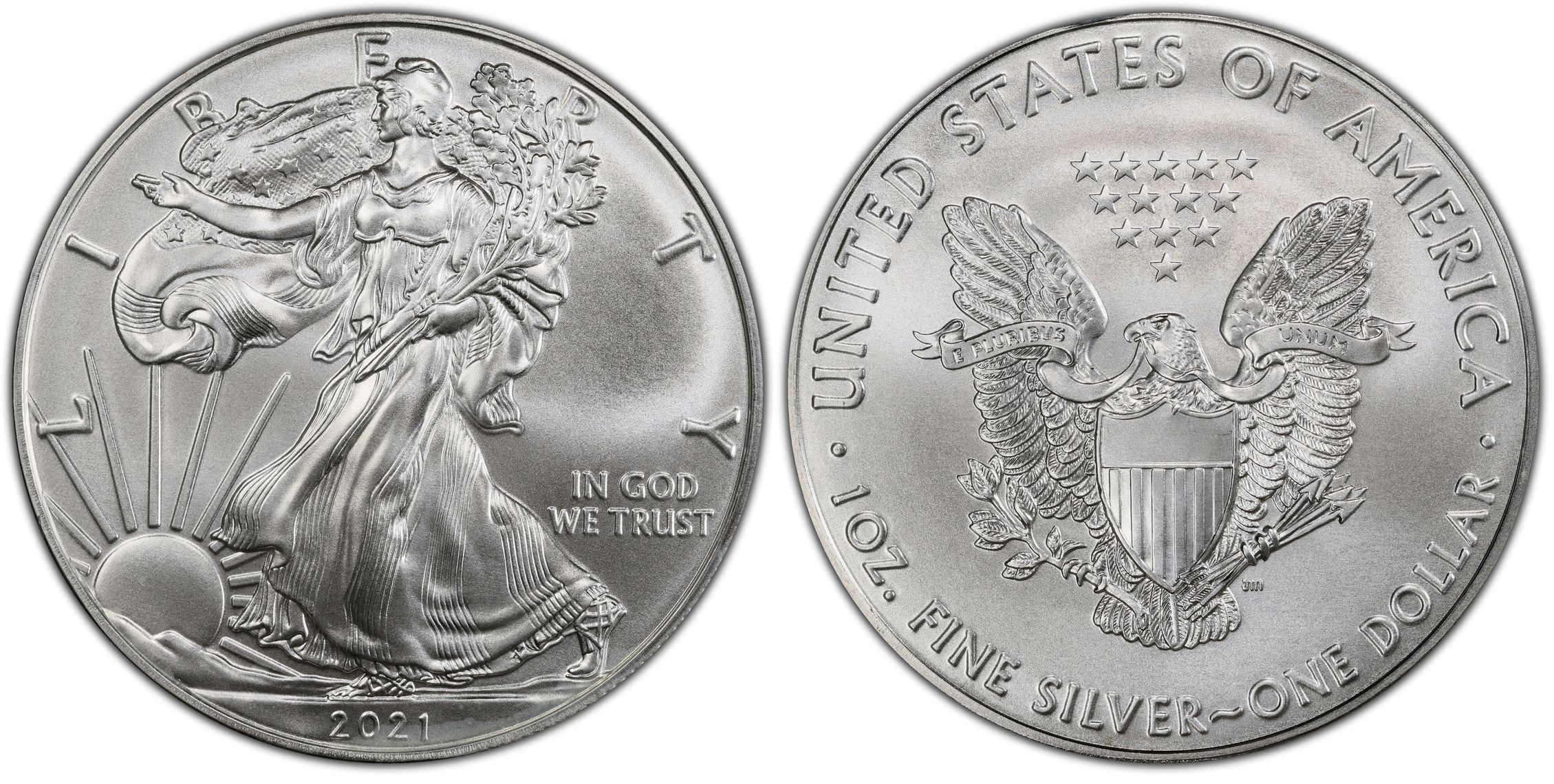 2021 $1 Silver Eagle - Type 1 First Day of Issue (Regular Strike) Silver  Eagles - PCGS CoinFacts