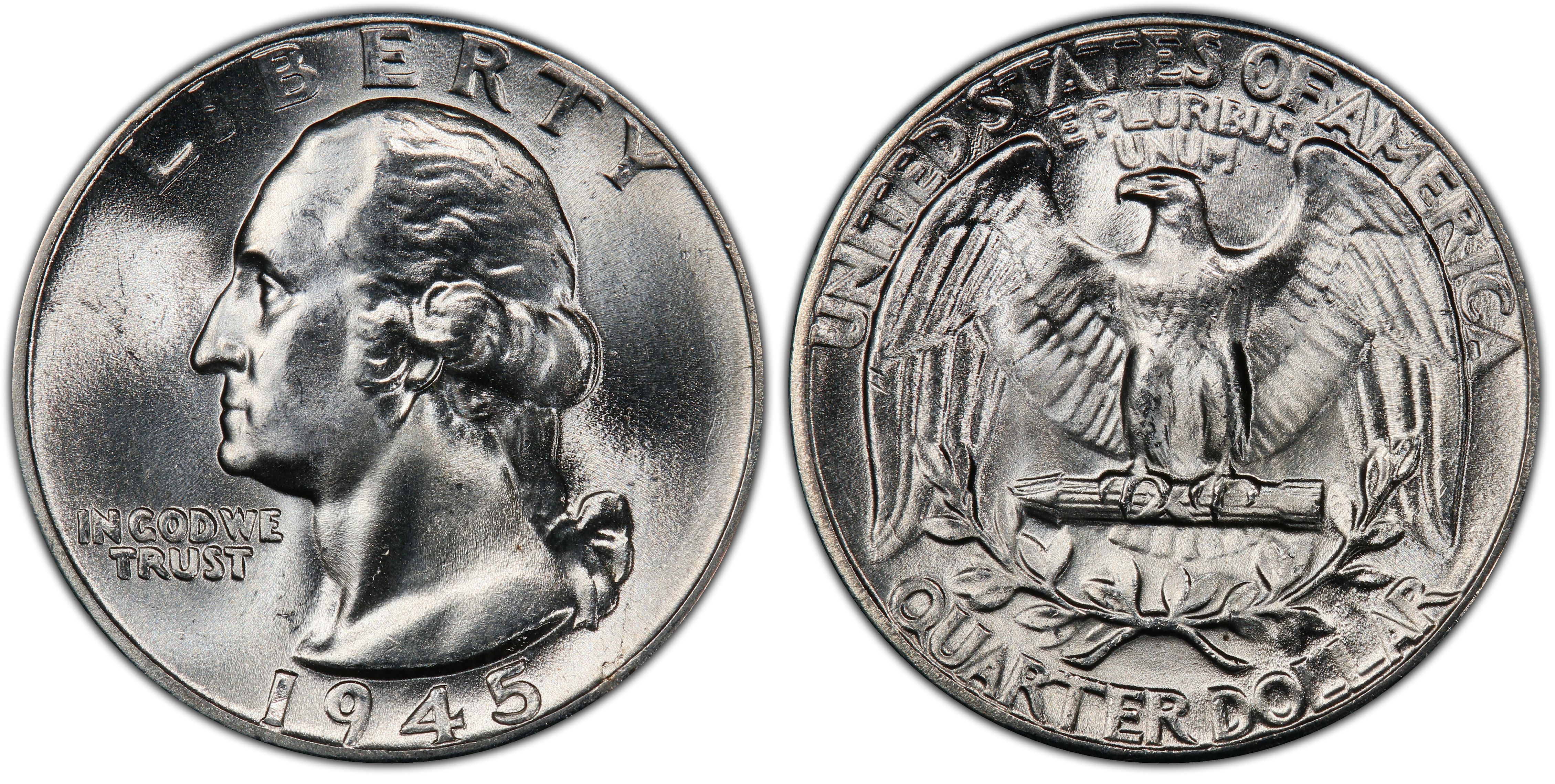 Details about   1945-D 25C Washington Silver Quarter BU 