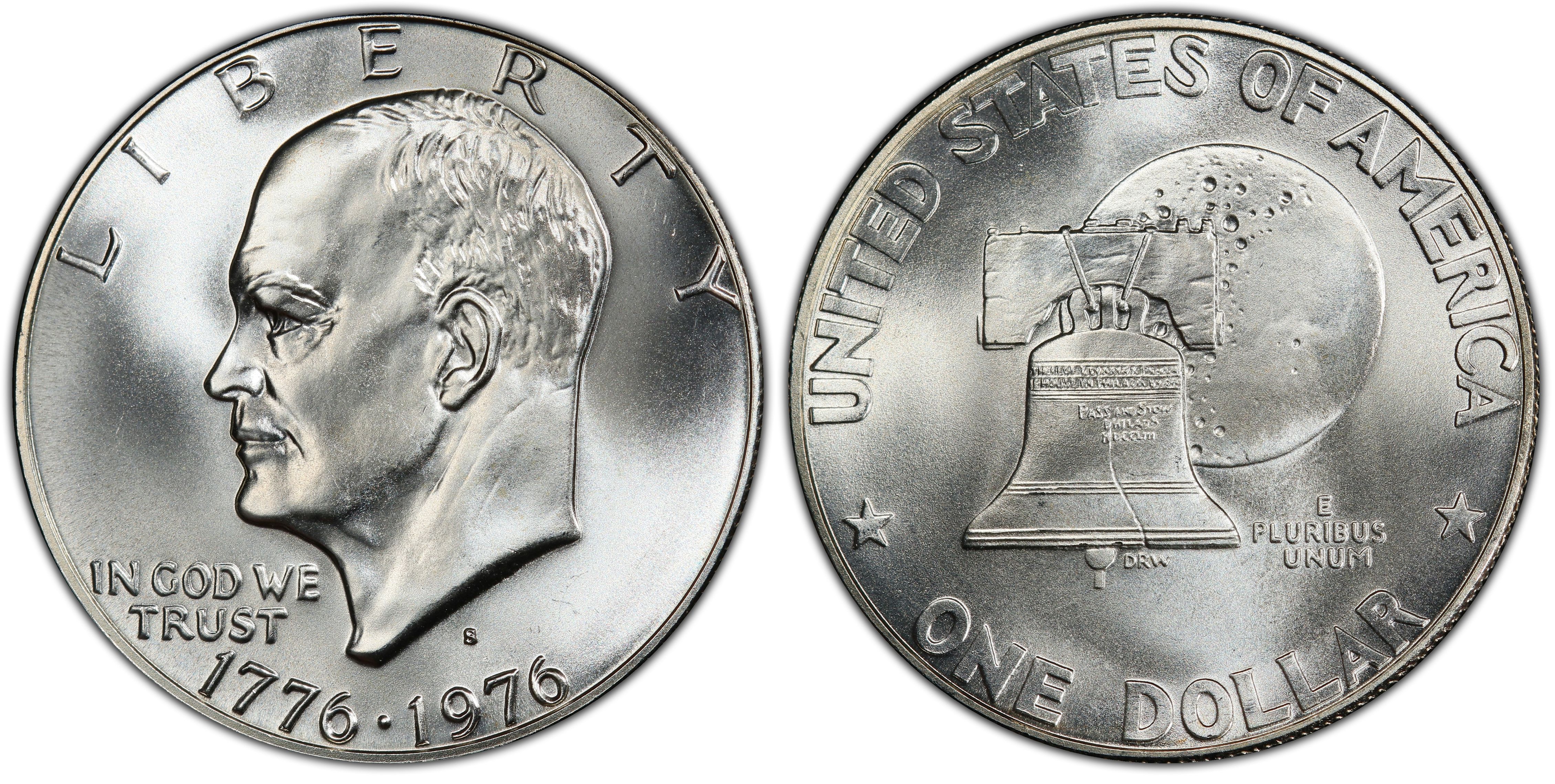 Details about   1976 S Eisenhower Dollar Gem BU 40% Silver Type 1 from US Bicentennial mint set. 