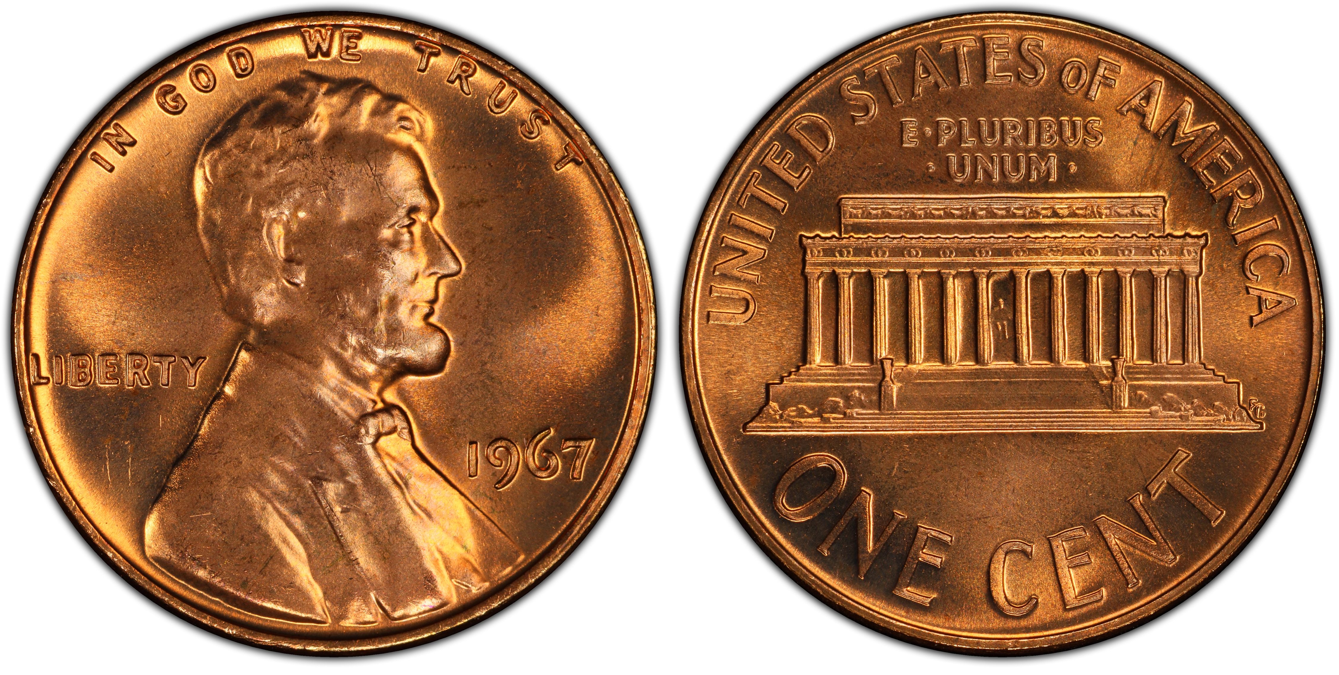 Images of Lincoln Cent (Modern) 1967 1C SMS, RD - PCGS CoinFacts