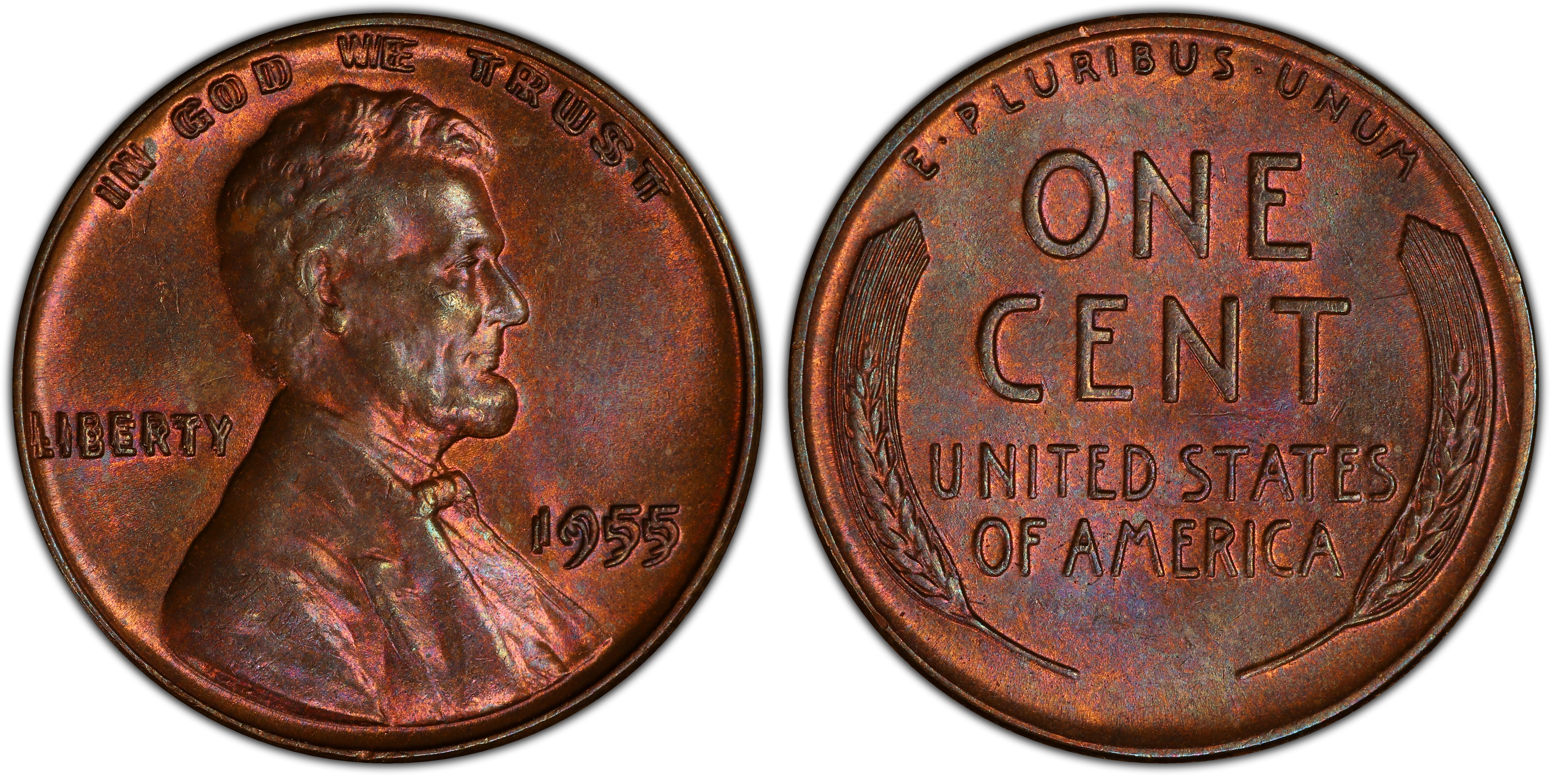 1955 1C Doubled Die Obverse BN Regular Strike Lincoln Cent