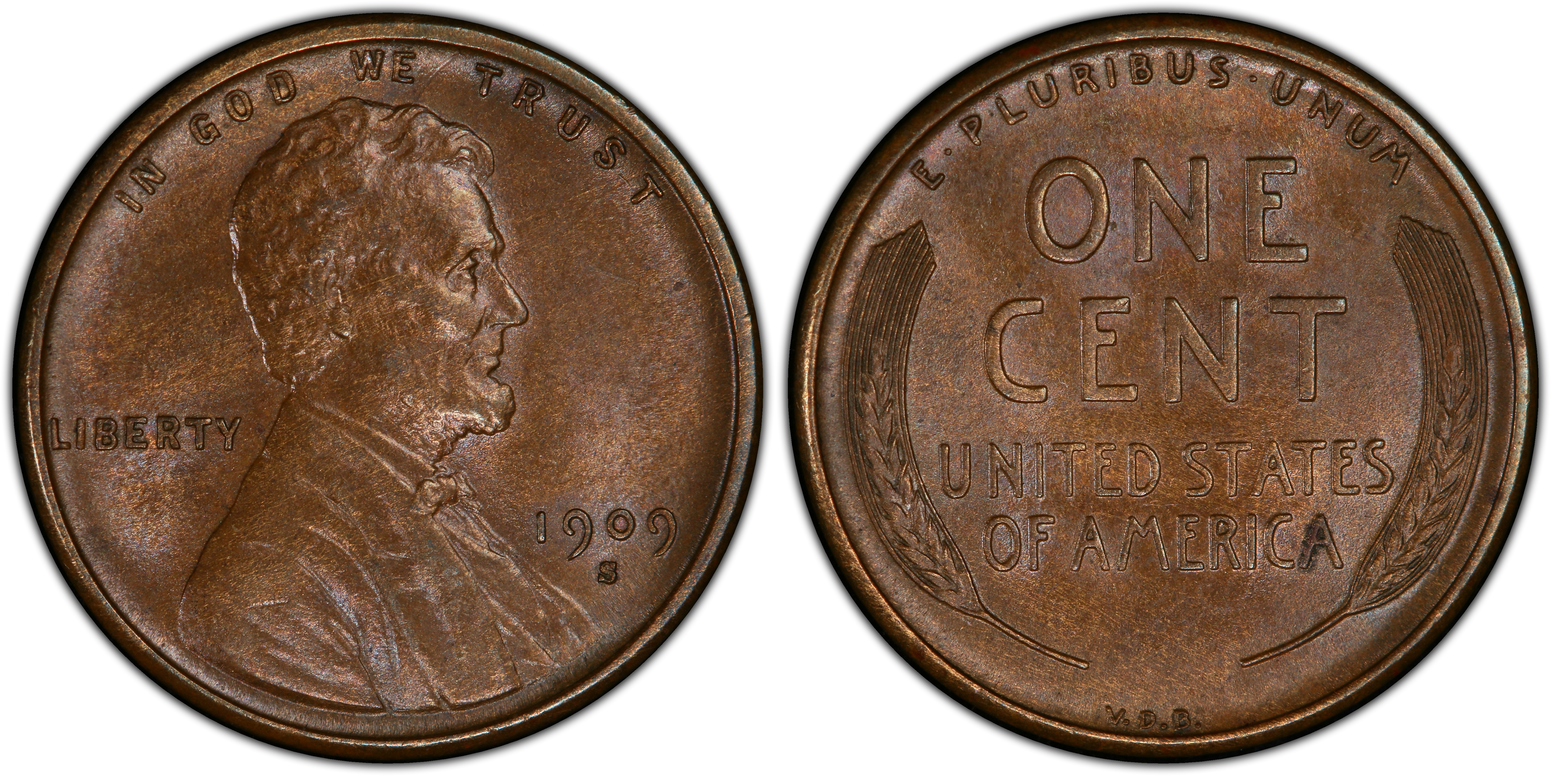 Images Of Lincoln Cent (Wheat Reverse) 1909-S VDB 1C, BN - PCGS CoinFacts