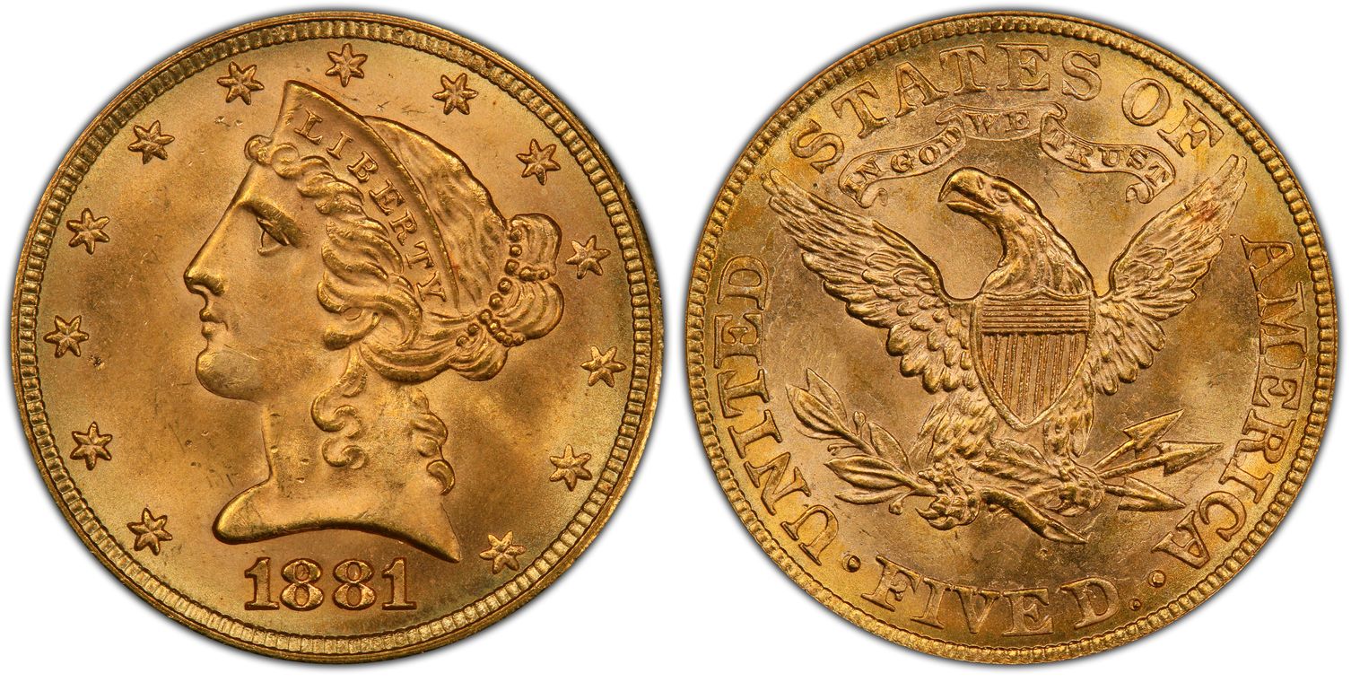 1881 $5 (Regular Strike) Liberty Head $5 - PCGS CoinFacts