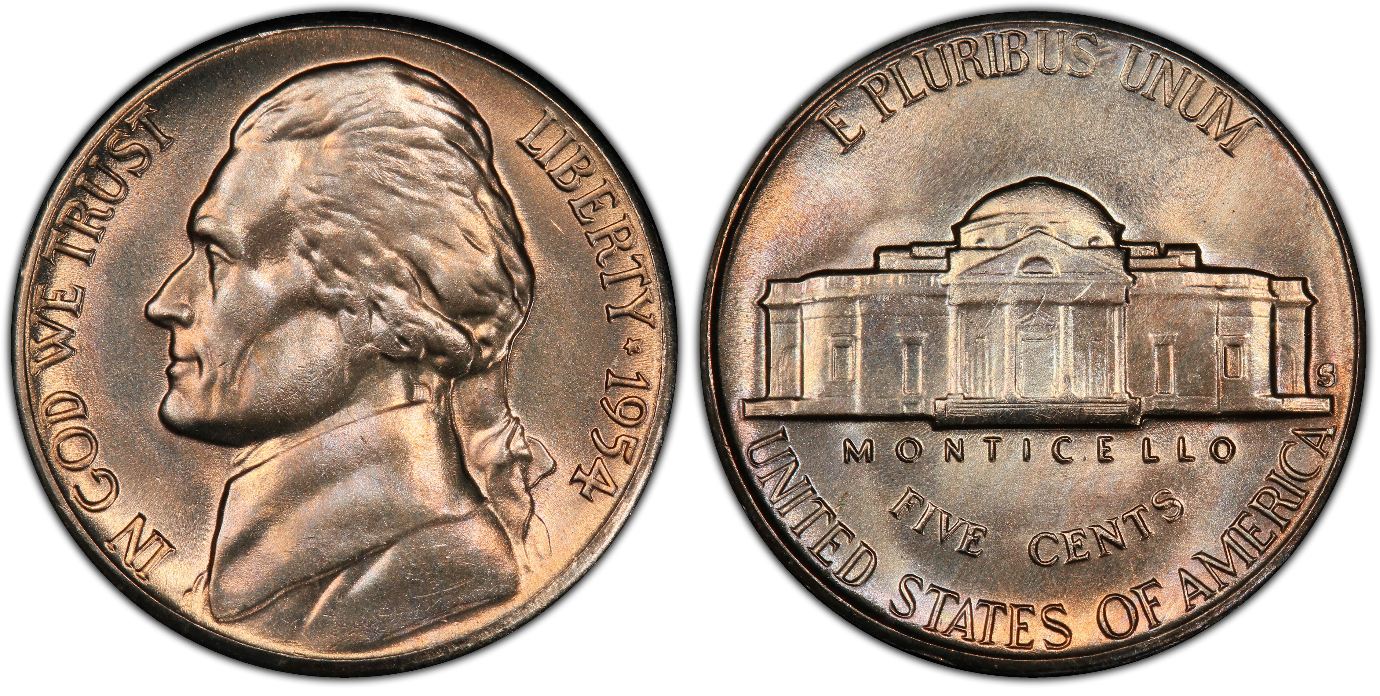1954-S Jefferson Nickel Coin PCGS MS-65 
