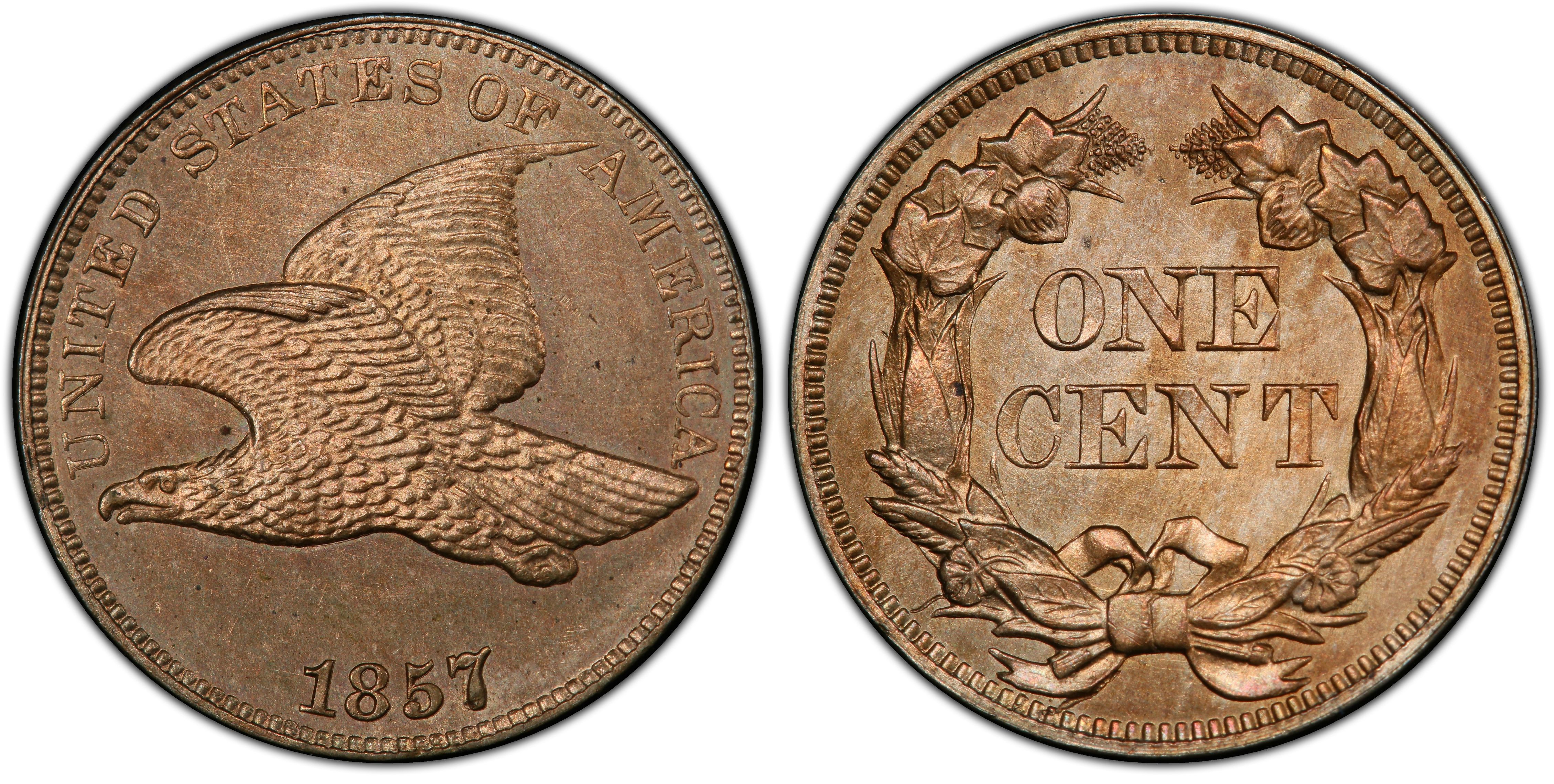 1857 1C Large Date, BN (Regular Strike) Braided Hair Cent - PCGS CoinFacts
