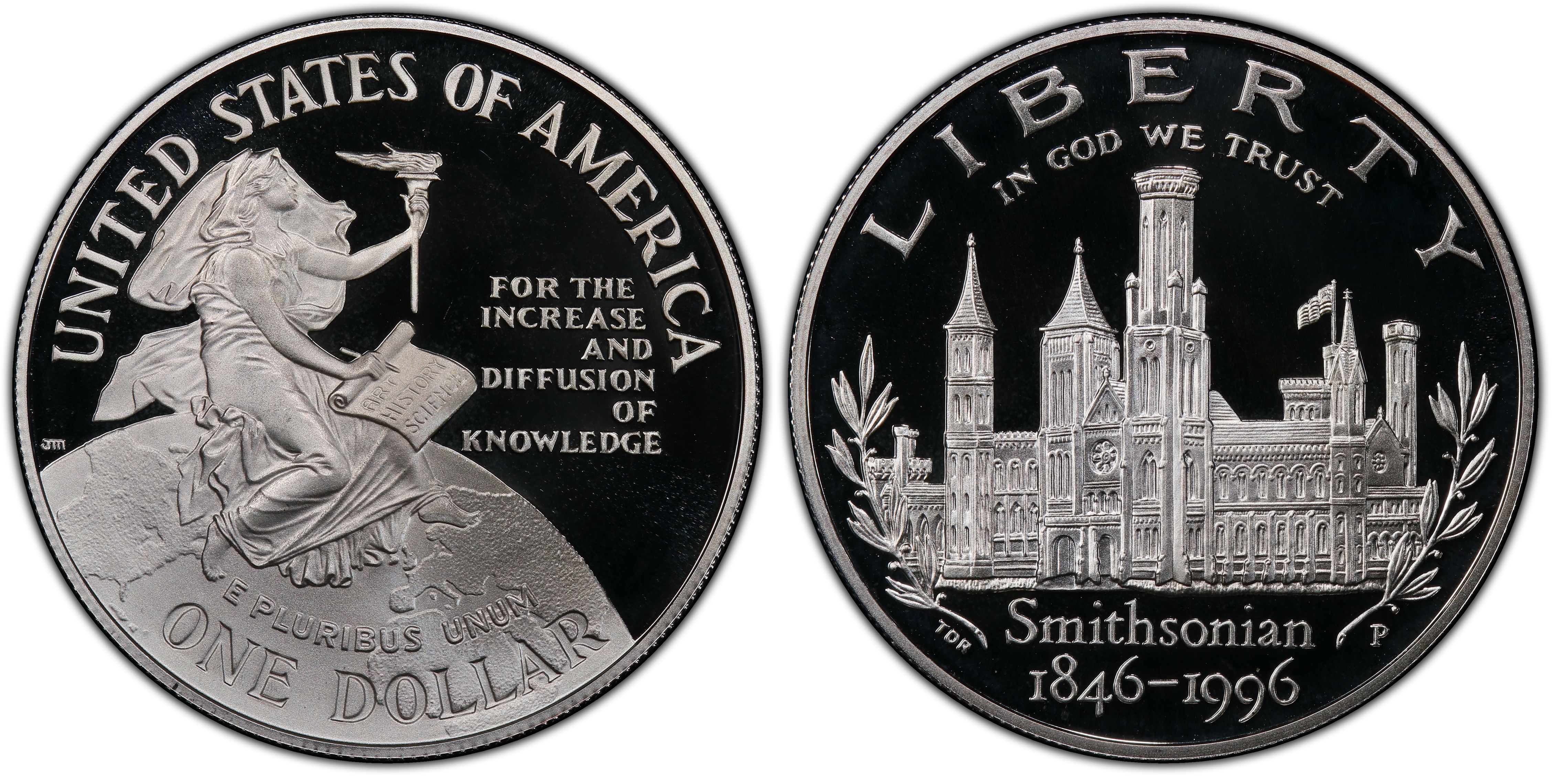 1996-P US Smithsonian 150th Anniversary Proof Silver Dollar Special Edition 