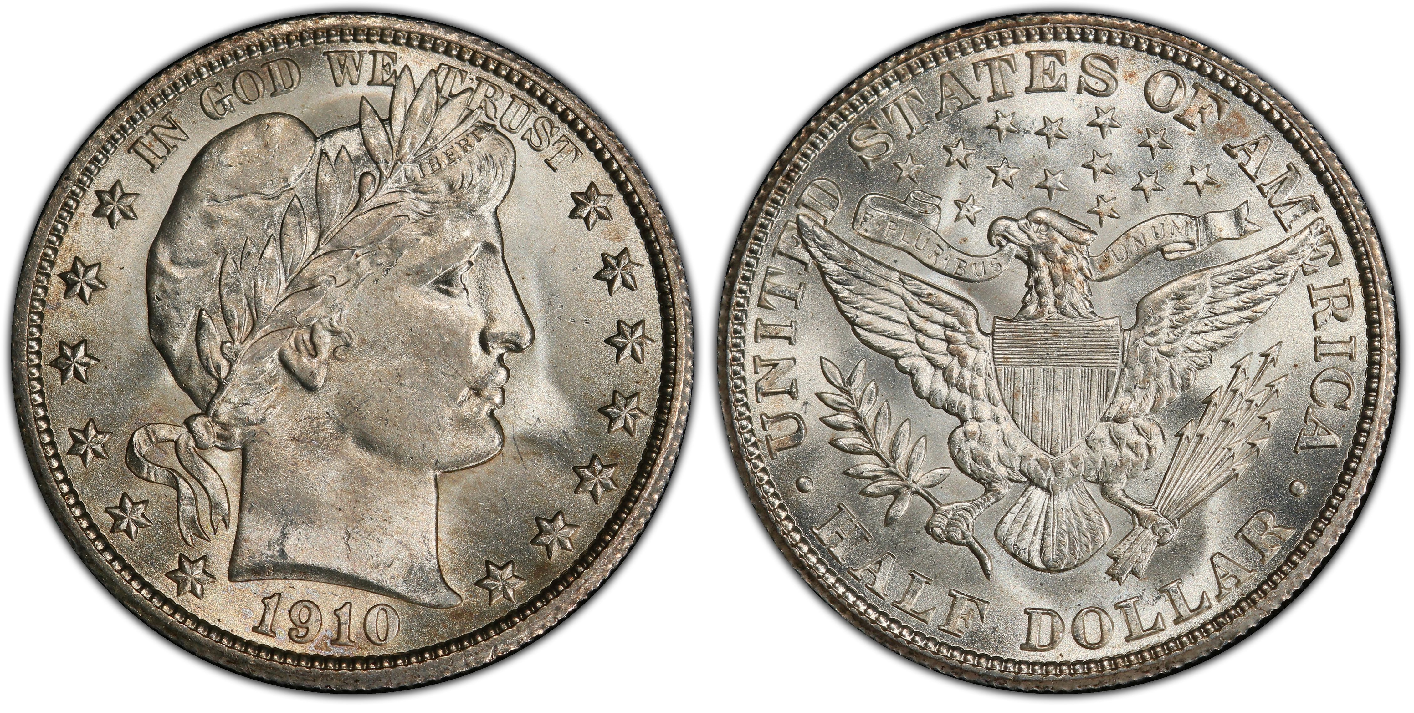 1910 50C (Regular Strike) Barber Half Dollar - PCGS CoinFacts