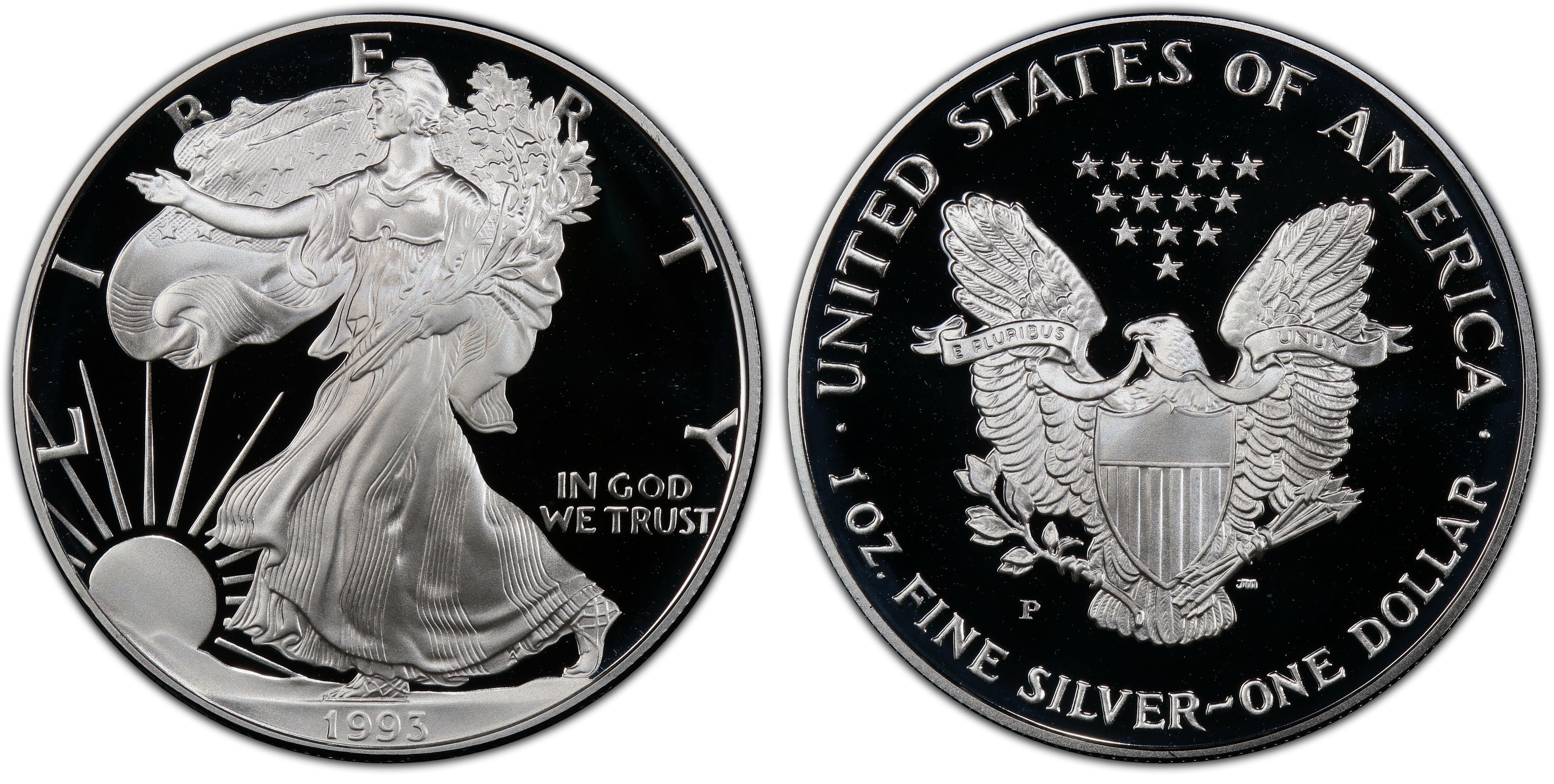 1993 P 1 Silver Eagle DCAM Proof Silver Eagles PCGS CoinFacts