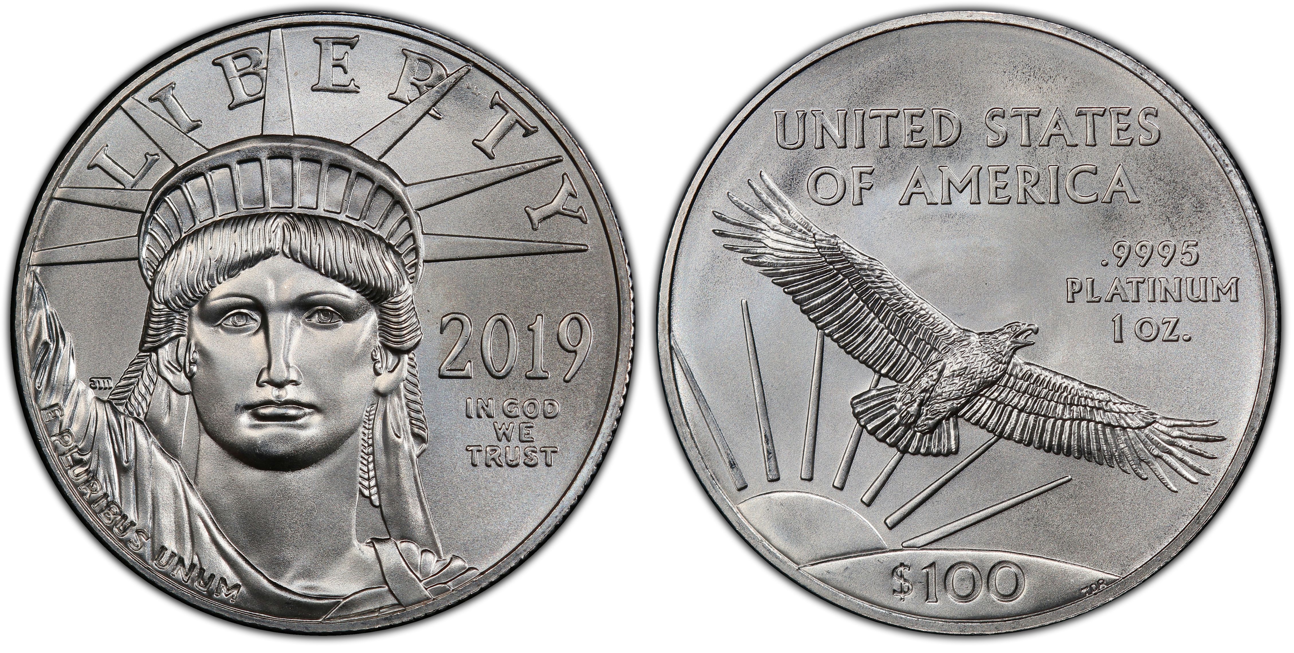 2019 $100 Statue of Liberty (Regular Strike) Platinum Eagles