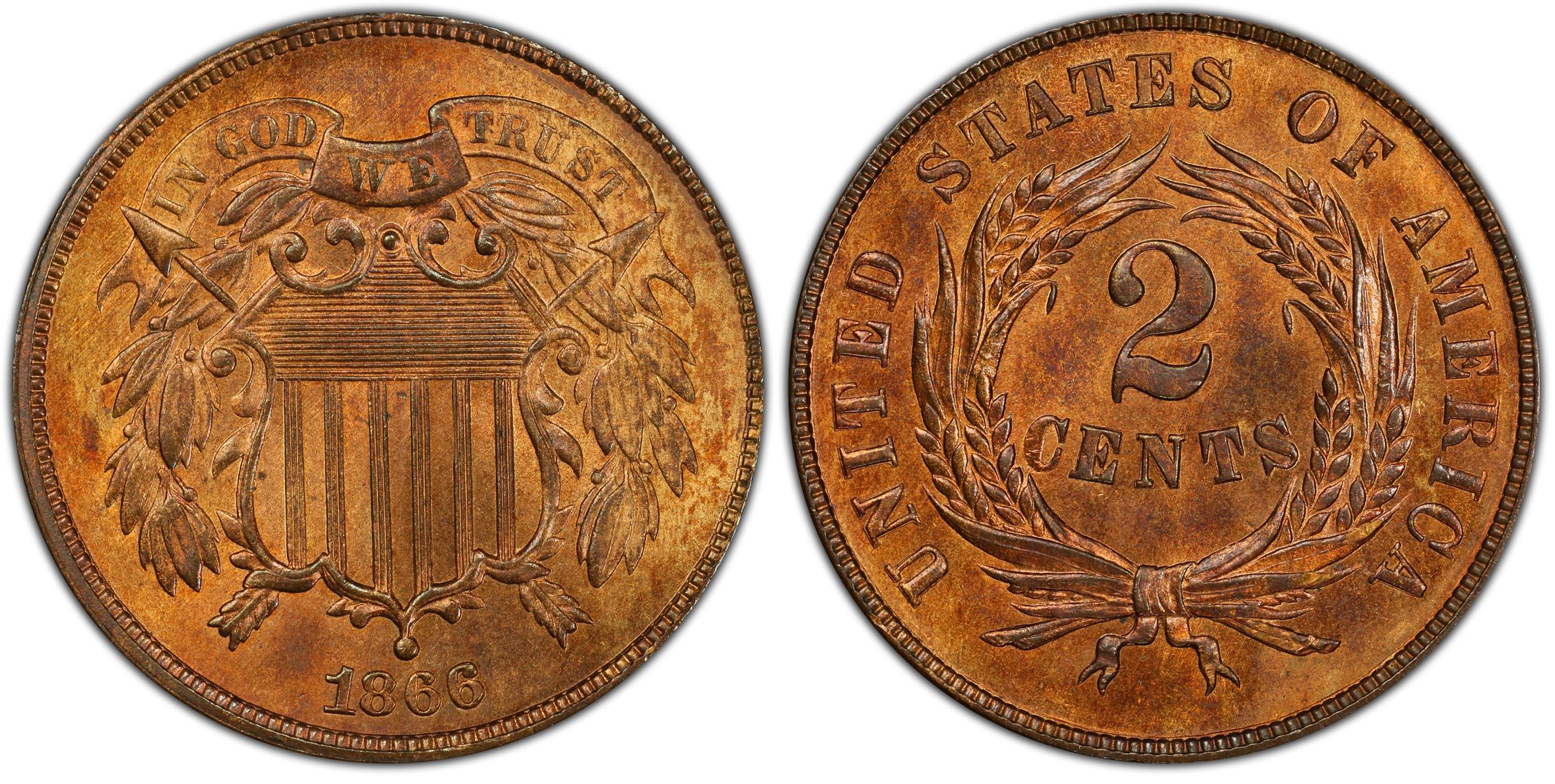 1866 2C RB Regular Strike Two Cent PCGS CoinFacts