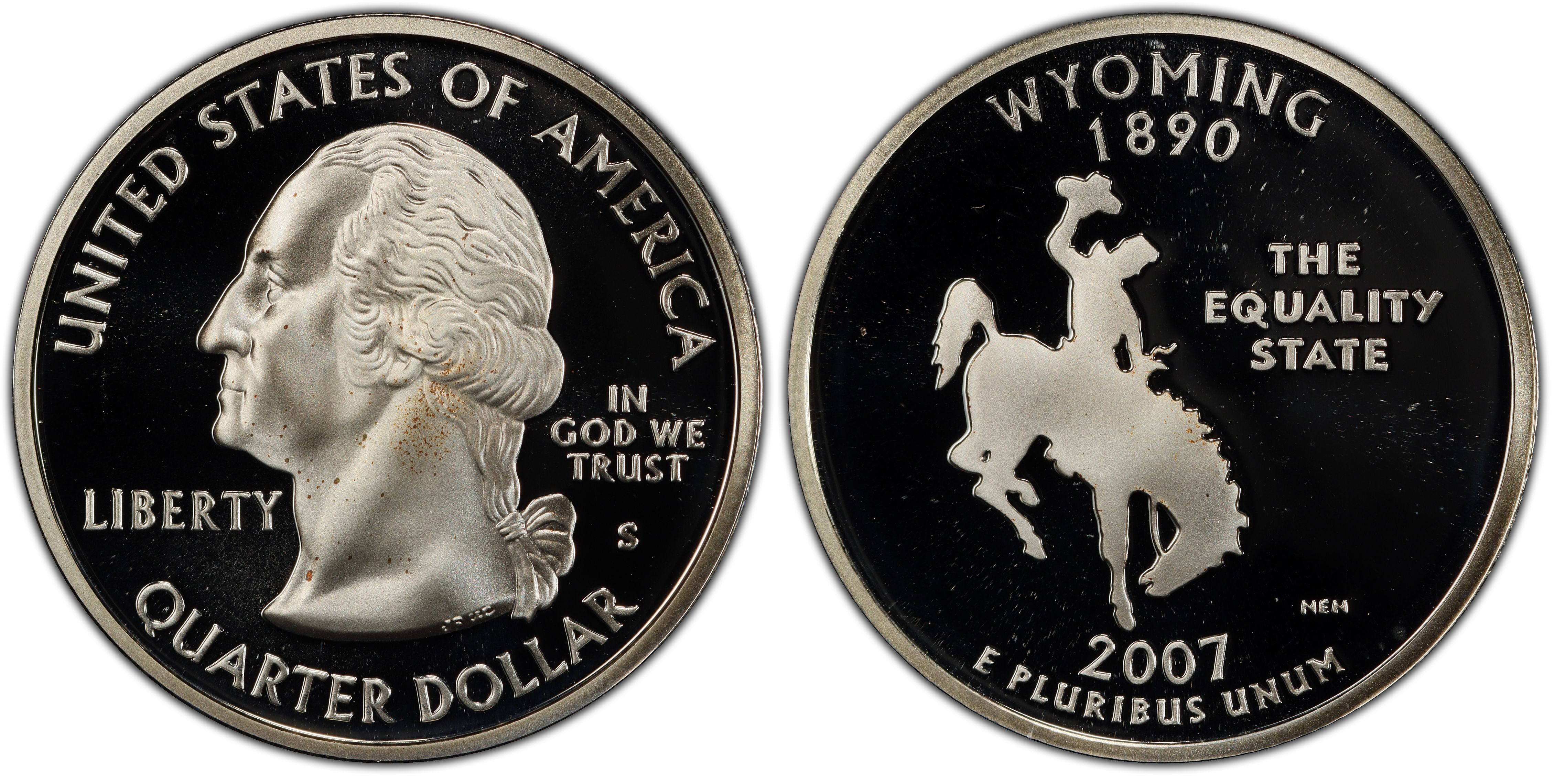 Details about   WYOMING 2007 S Proof Silver State Quarter DCAM 