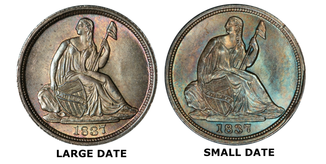 1837 H10C Seated, Small Date (Regular Strike) Liberty Seated Half