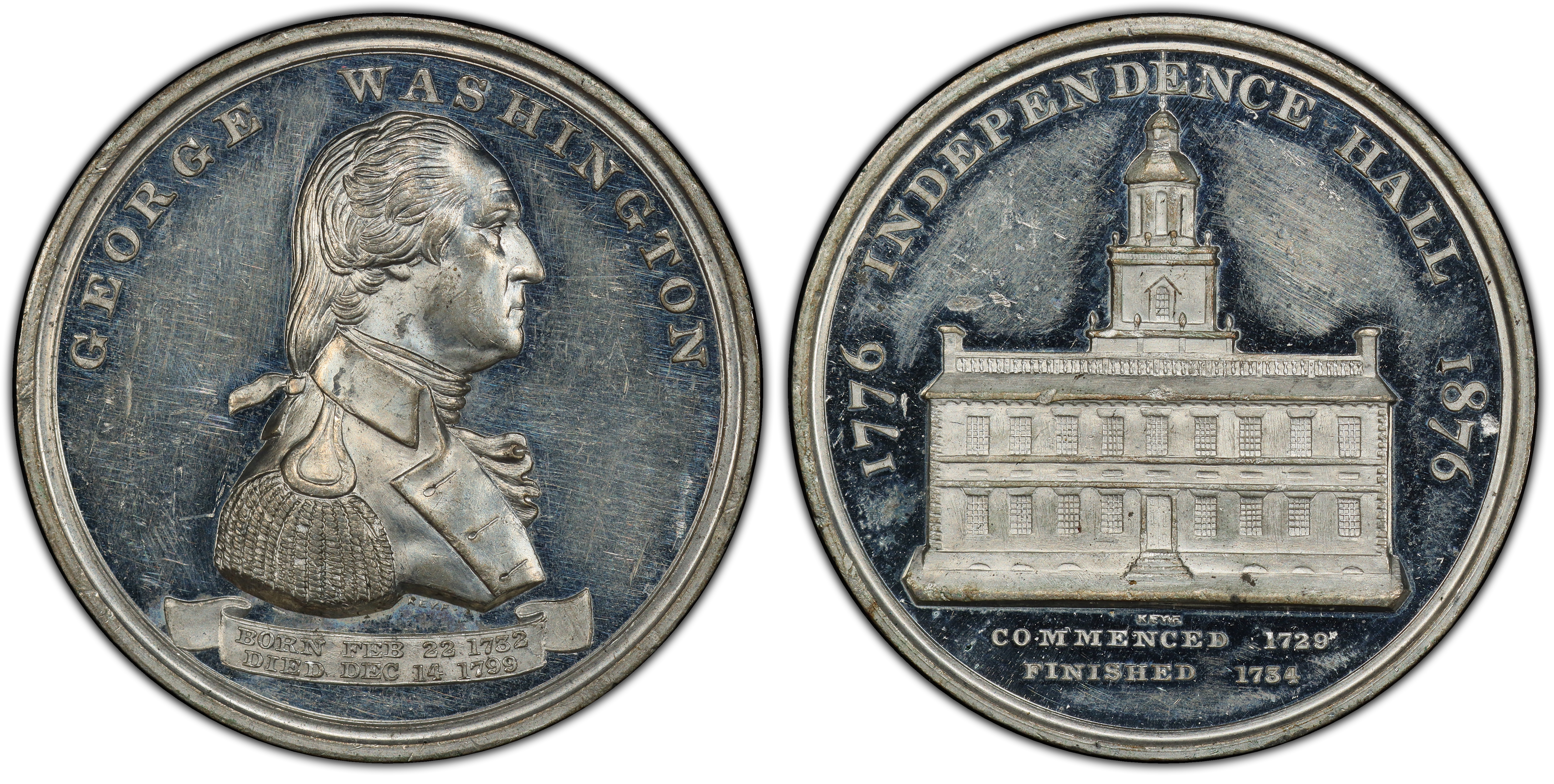 1876 SC 1 HK 41 GW 908 White Metal Centennial Independence Hall