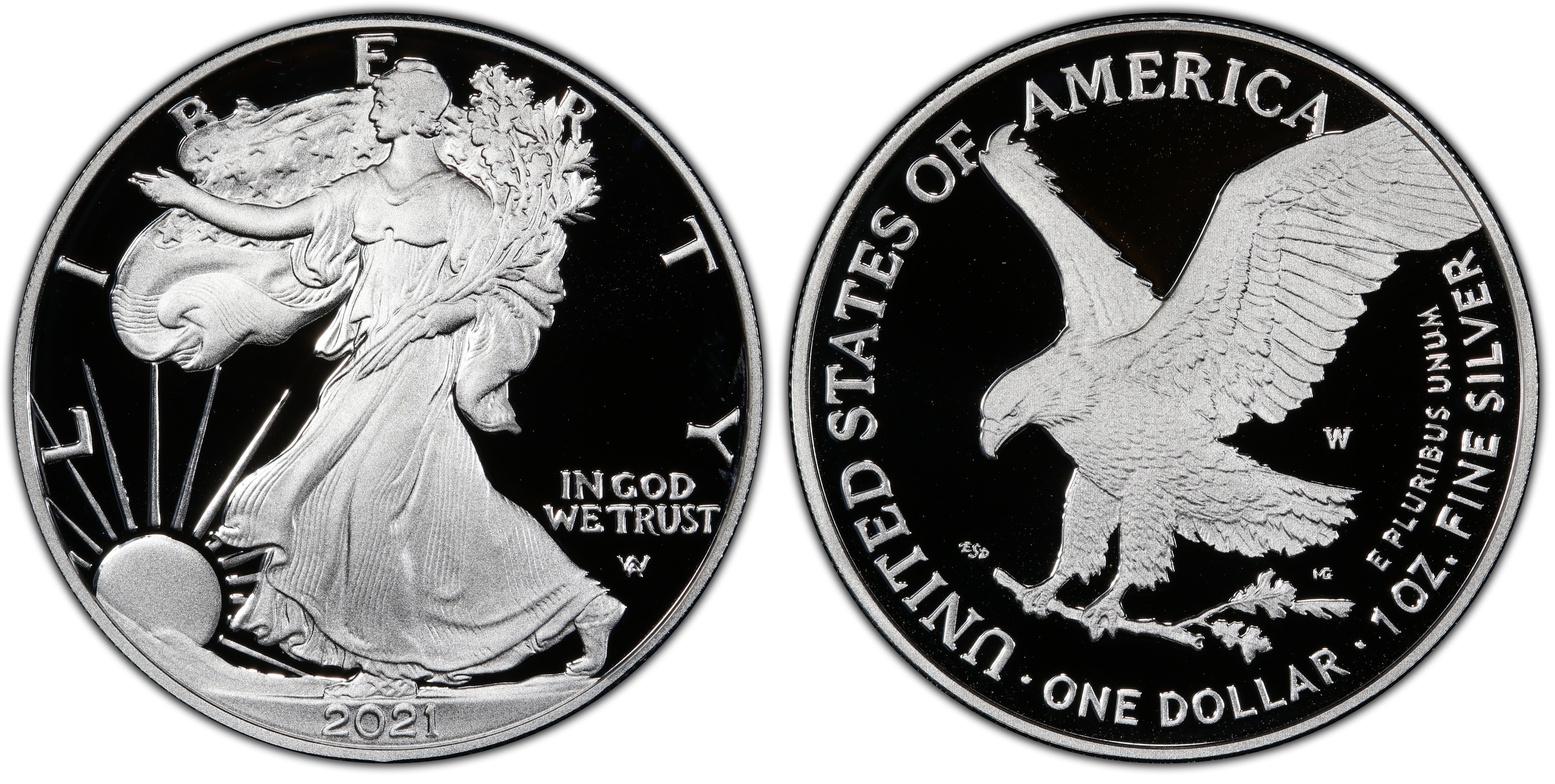 2021-W $1 Silver Eagle - Type 2 First Day of Issue Emily S. Damstra ...