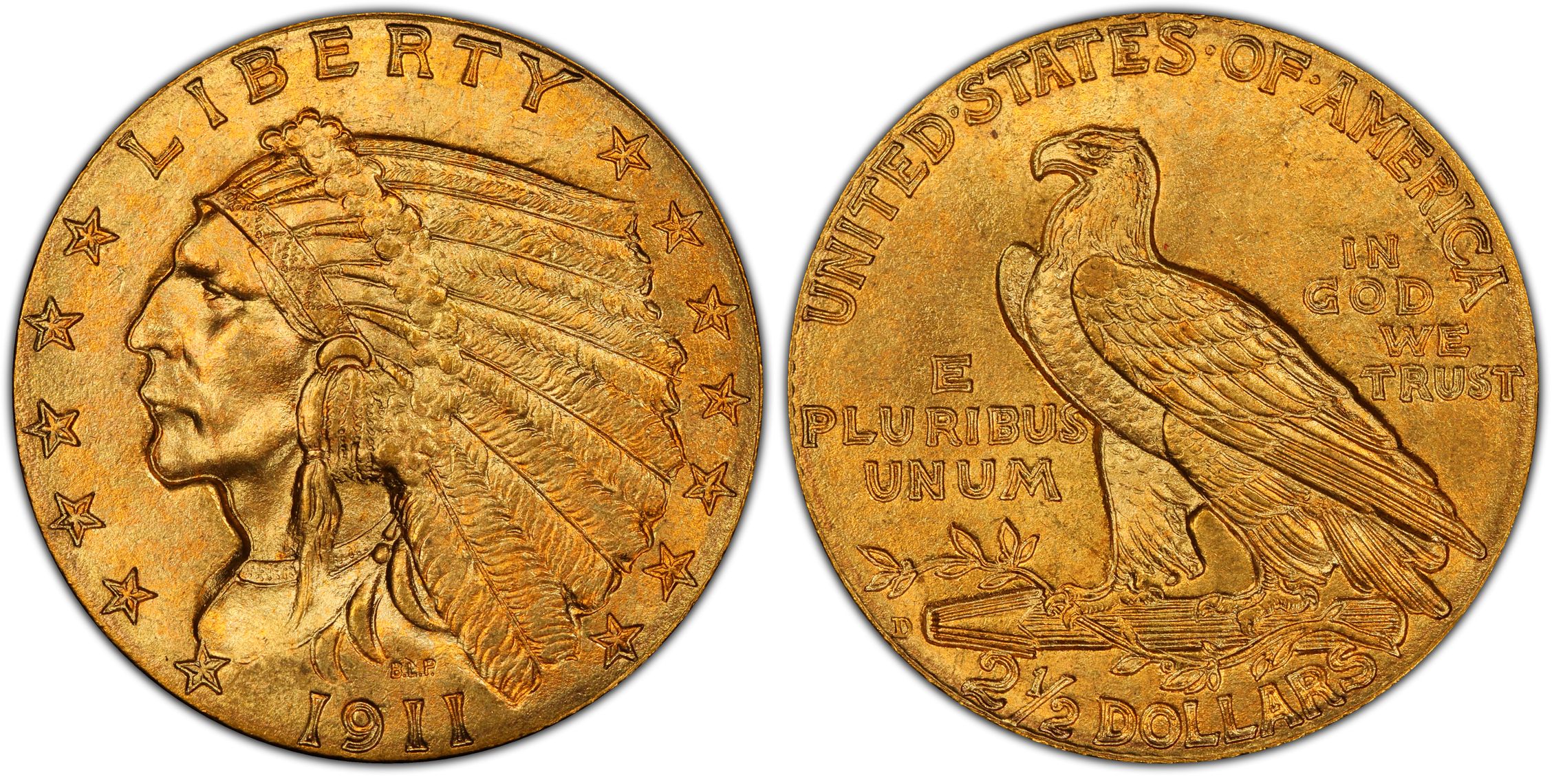 1911-D $2.50 Strong D (Regular Strike) Indian $2.5 - PCGS CoinFacts