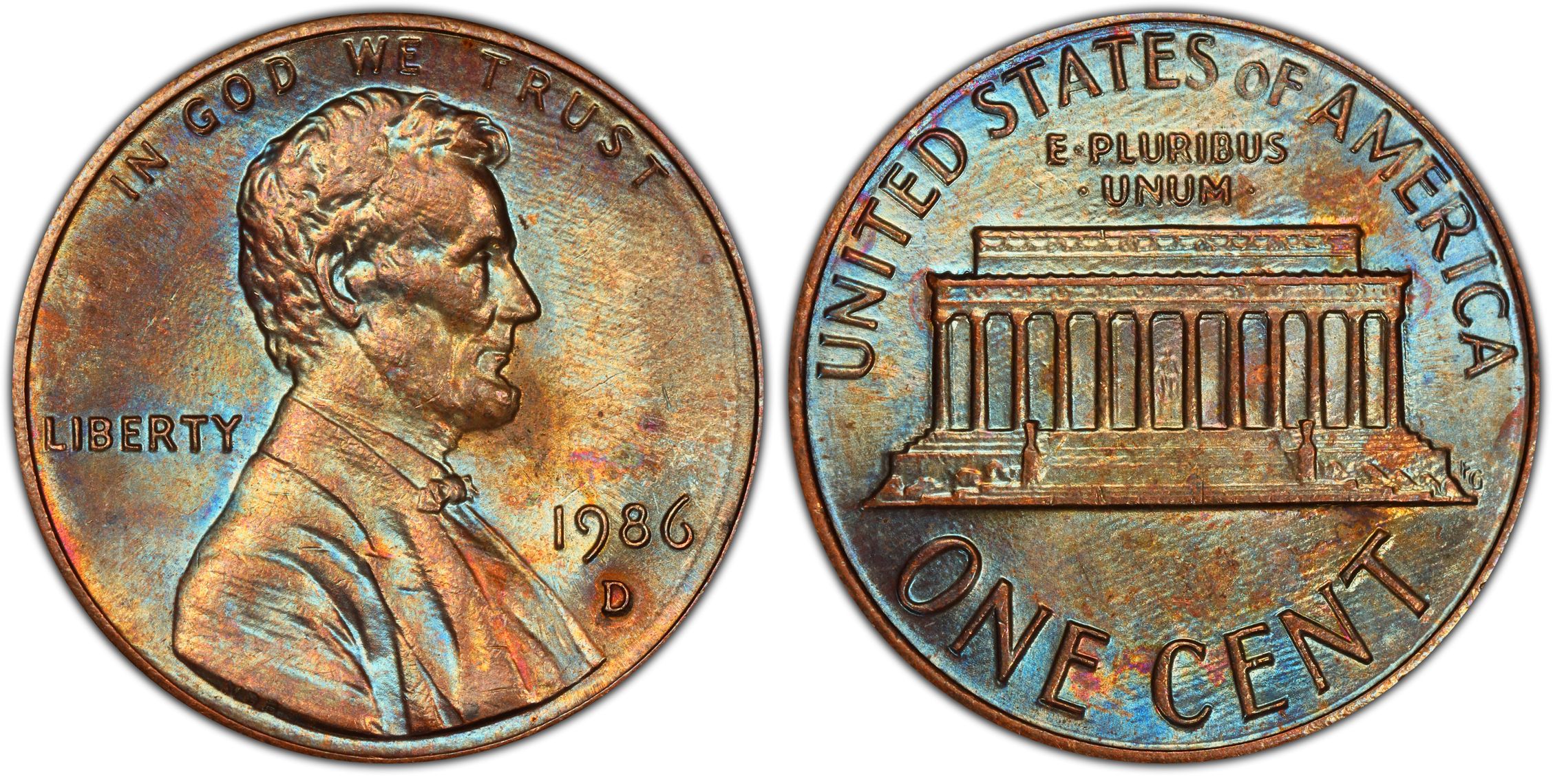 1986-D 1C, BN (Regular Strike) Lincoln Cent (Modern) - PCGS CoinFacts