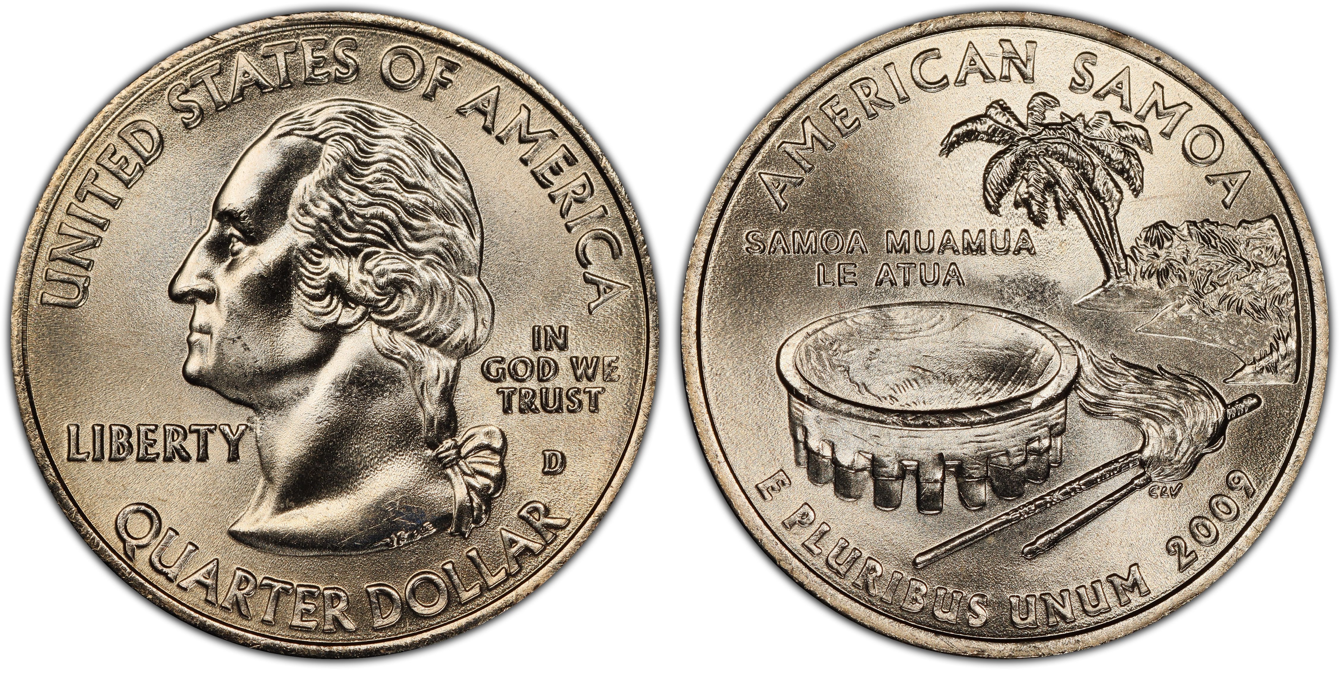 2009 P Territorial Quarter Dollar American Samoa Islands U.S 