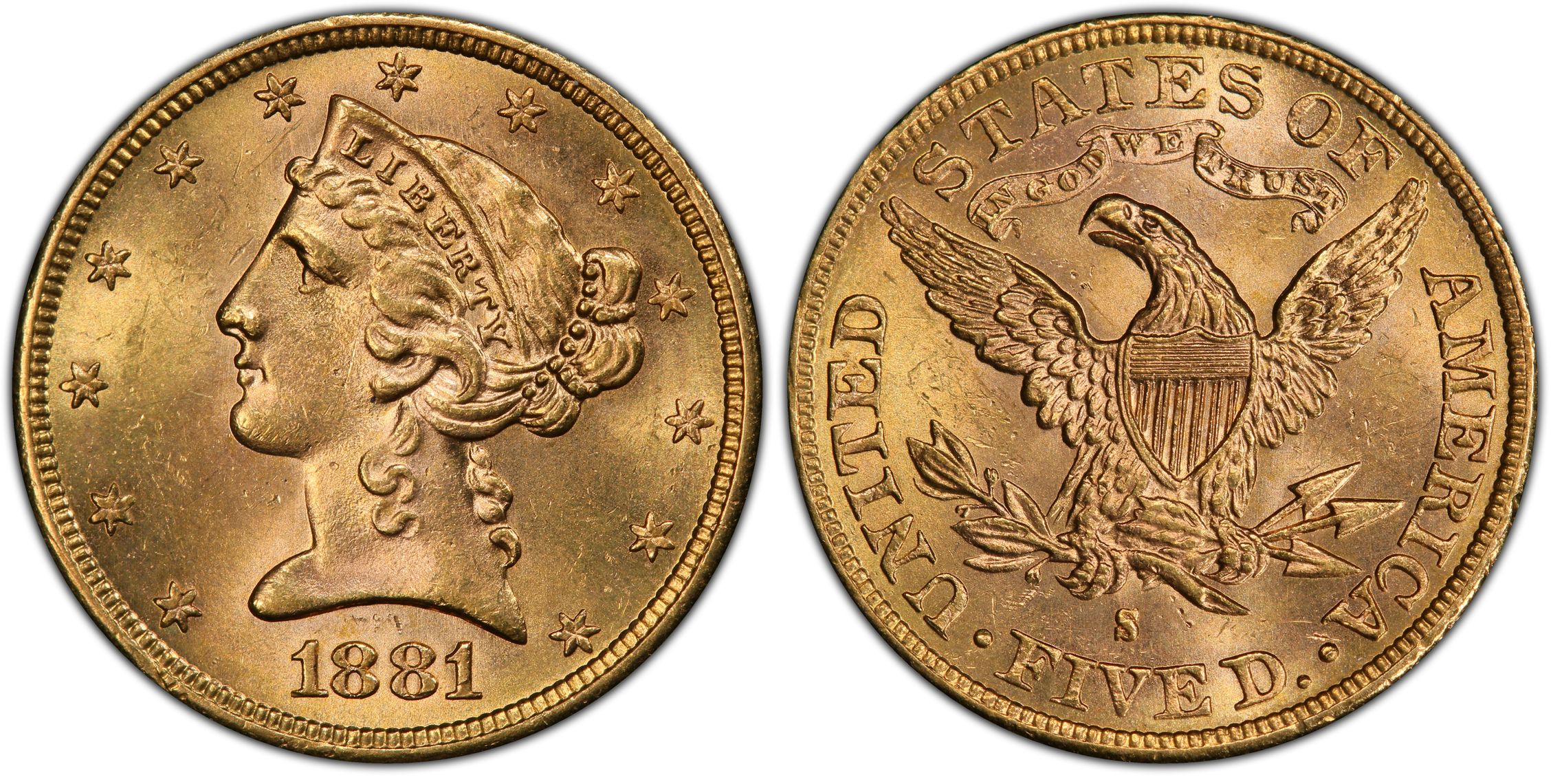 1881-S $5 (Regular Strike) Liberty Head $5 - PCGS CoinFacts