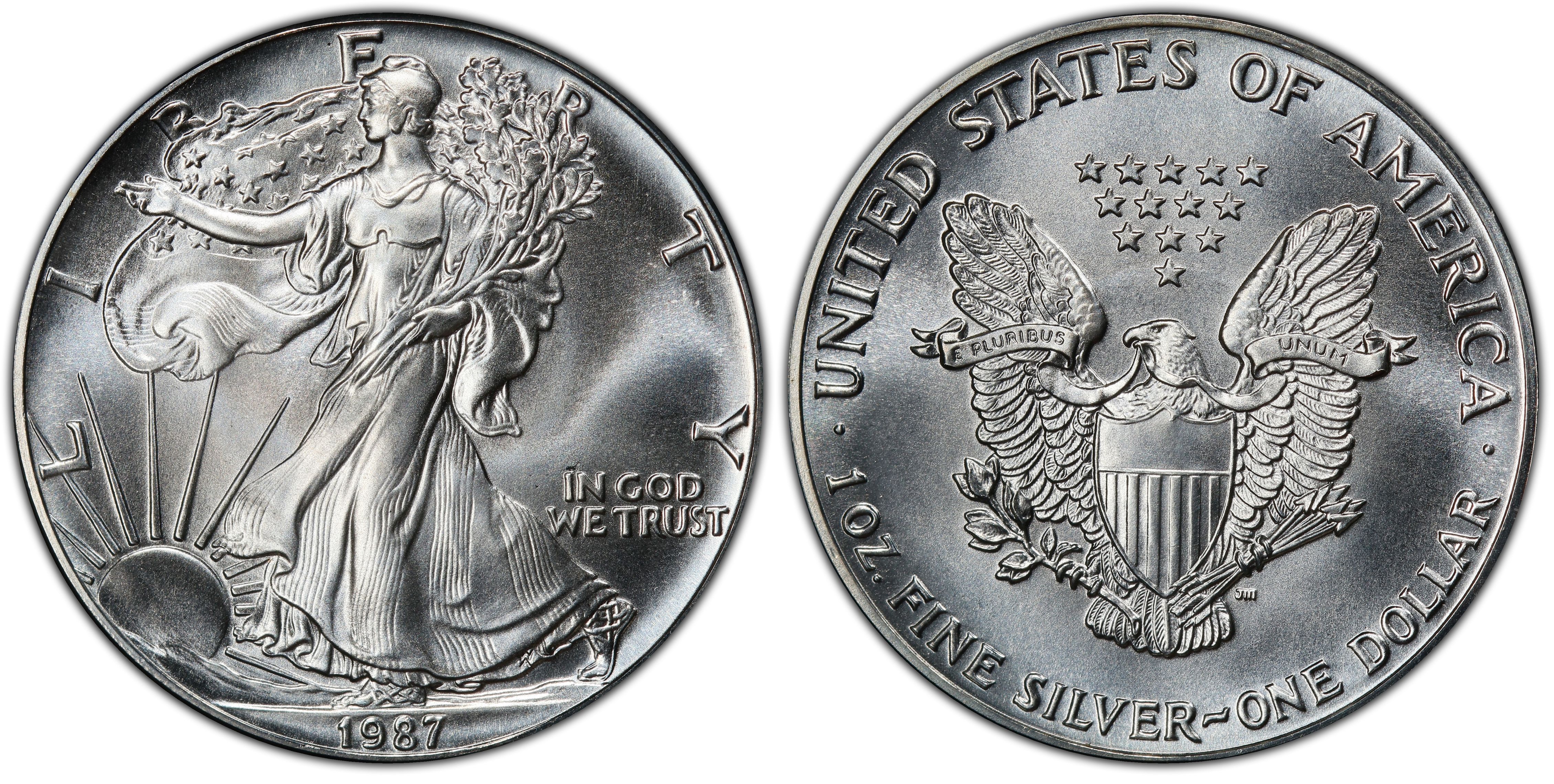 1987 $1 Silver Eagle (Regular Strike) Silver Eagles - PCGS CoinFacts