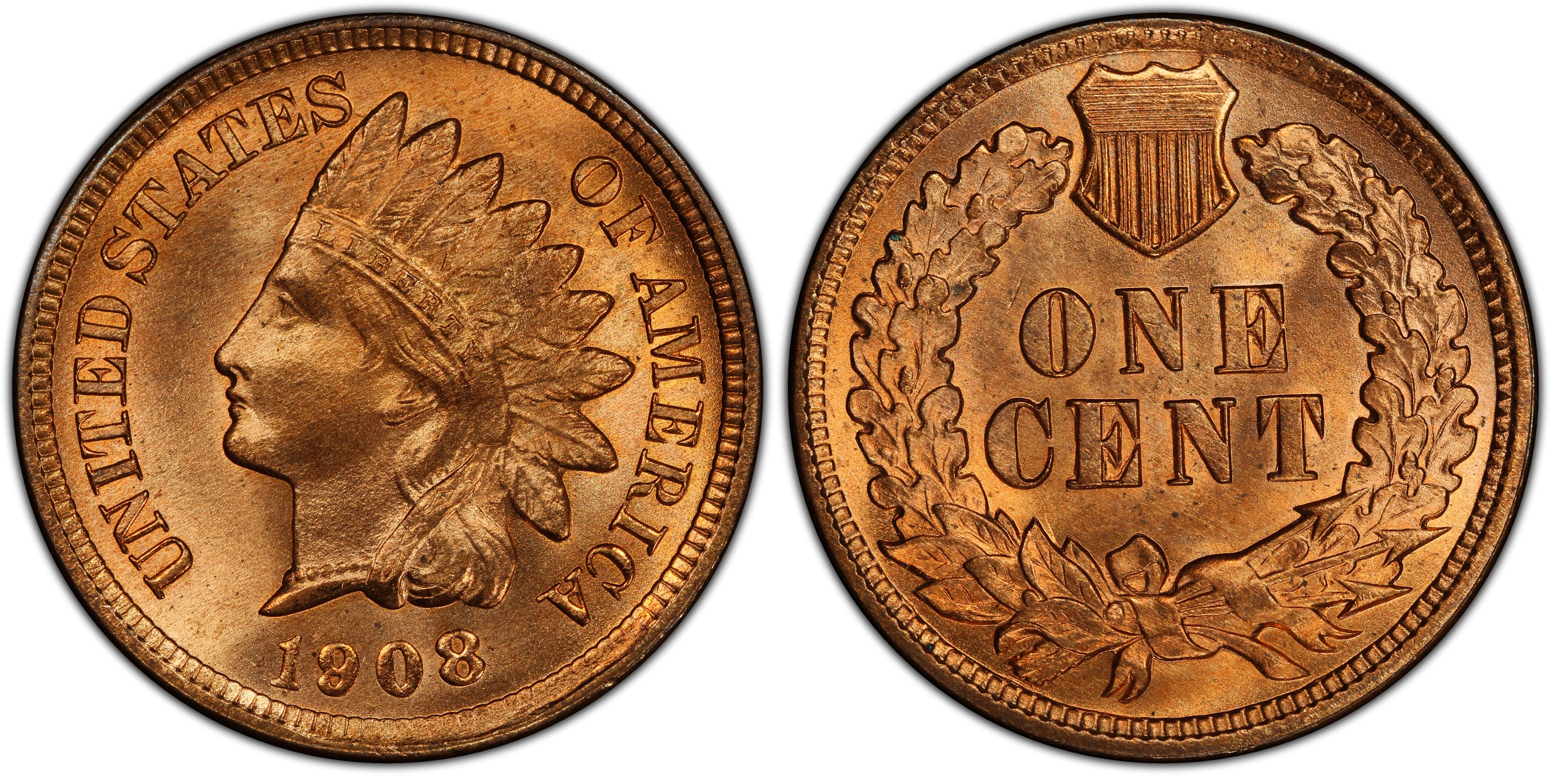 1908 1C, RD (Regular Strike) Indian Cent - PCGS CoinFacts