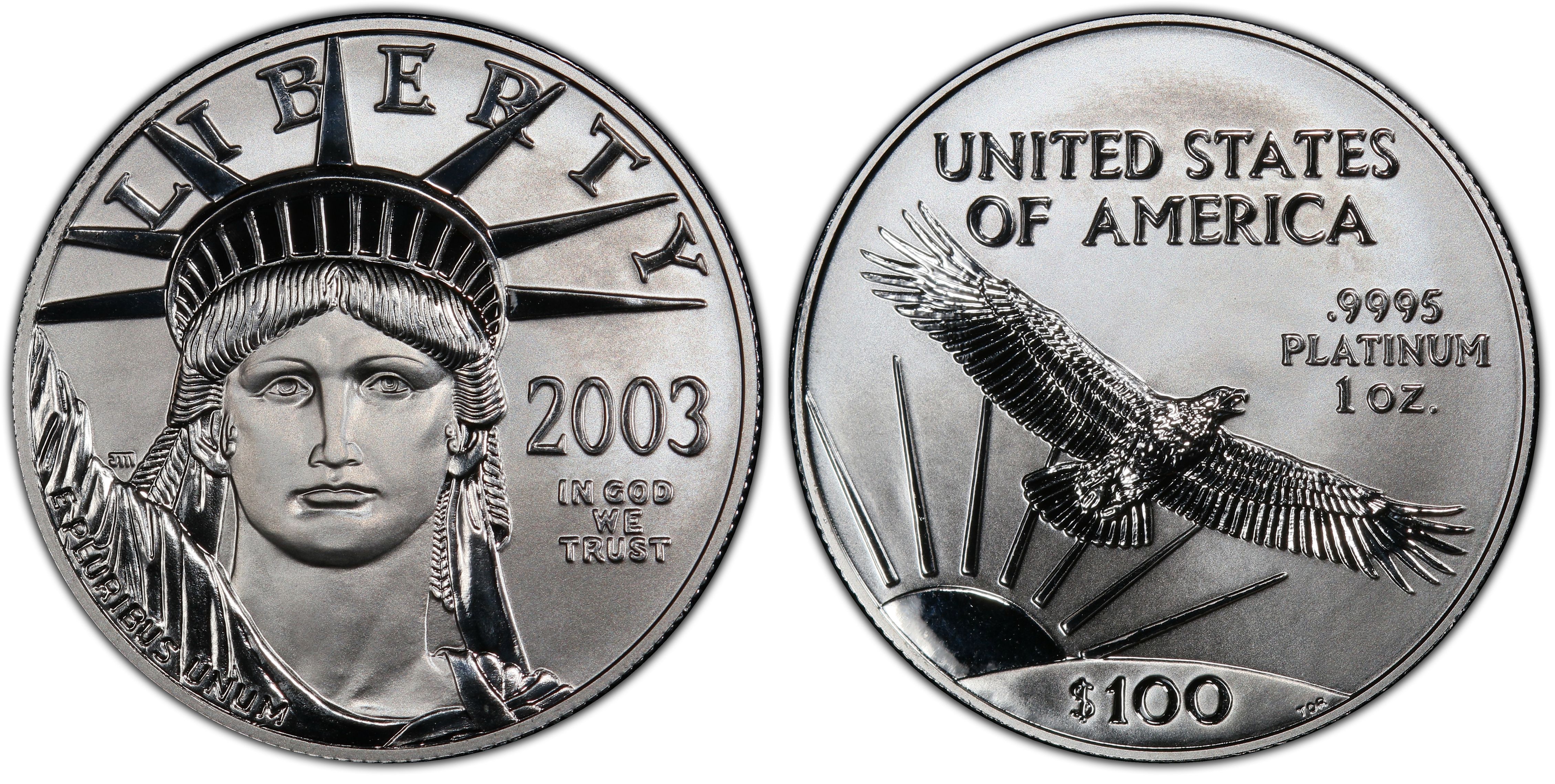 2003 $100 Statue of Liberty (Regular Strike) Platinum Eagles