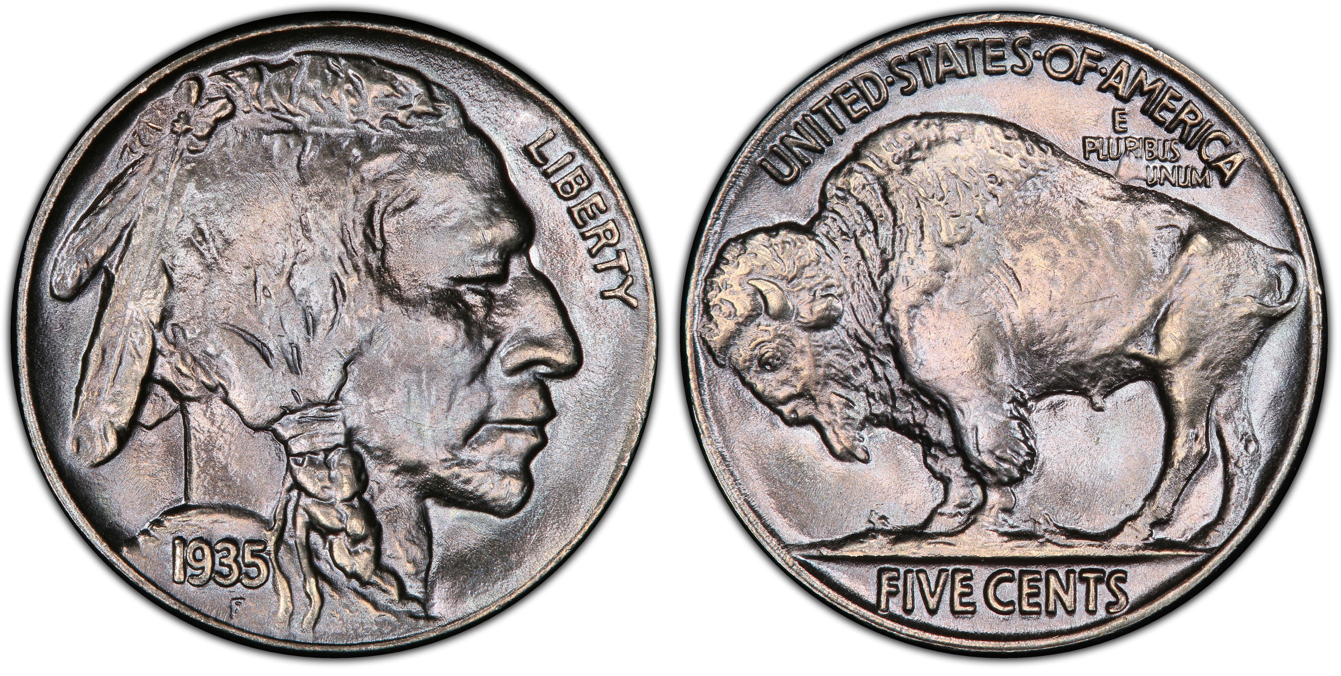 10 Coins 1937 Philadelphia Mint 05B-54 Buffalo Nickels 
