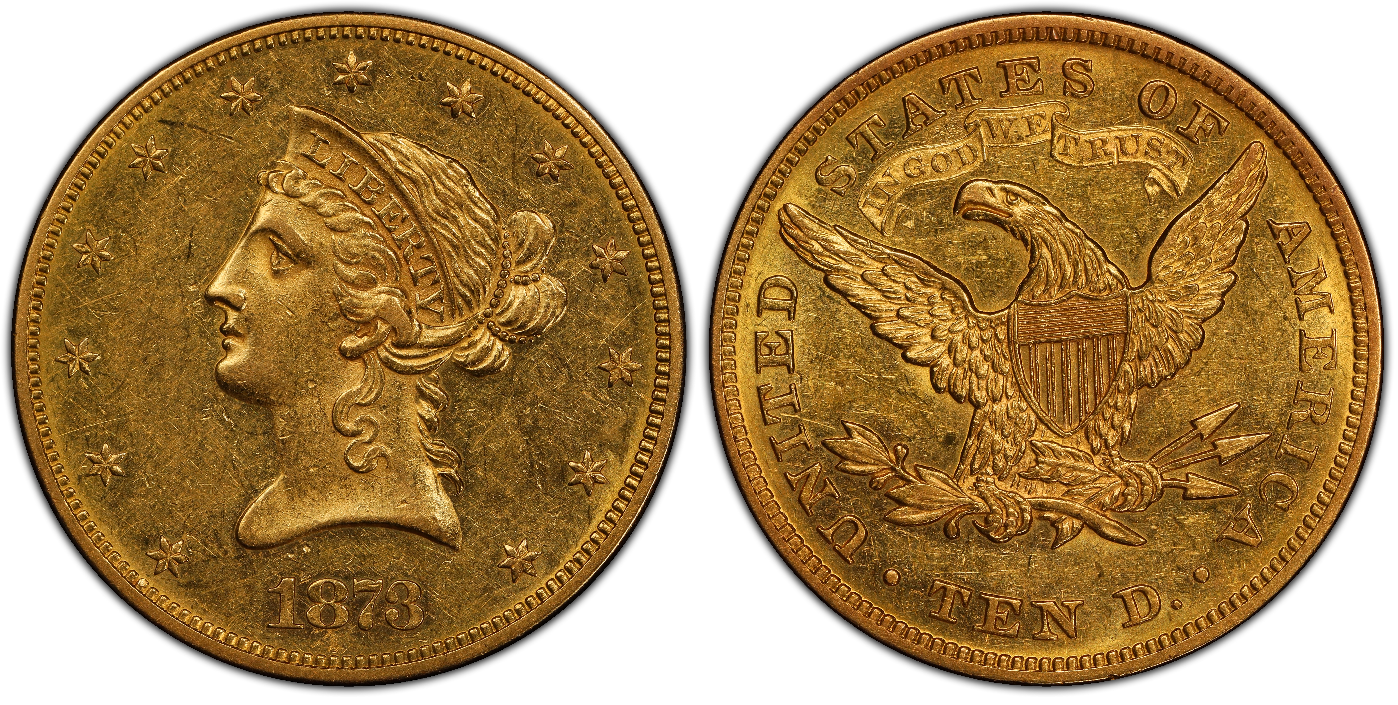 1873 $10 (Regular Strike) Liberty Head $10 - PCGS CoinFacts