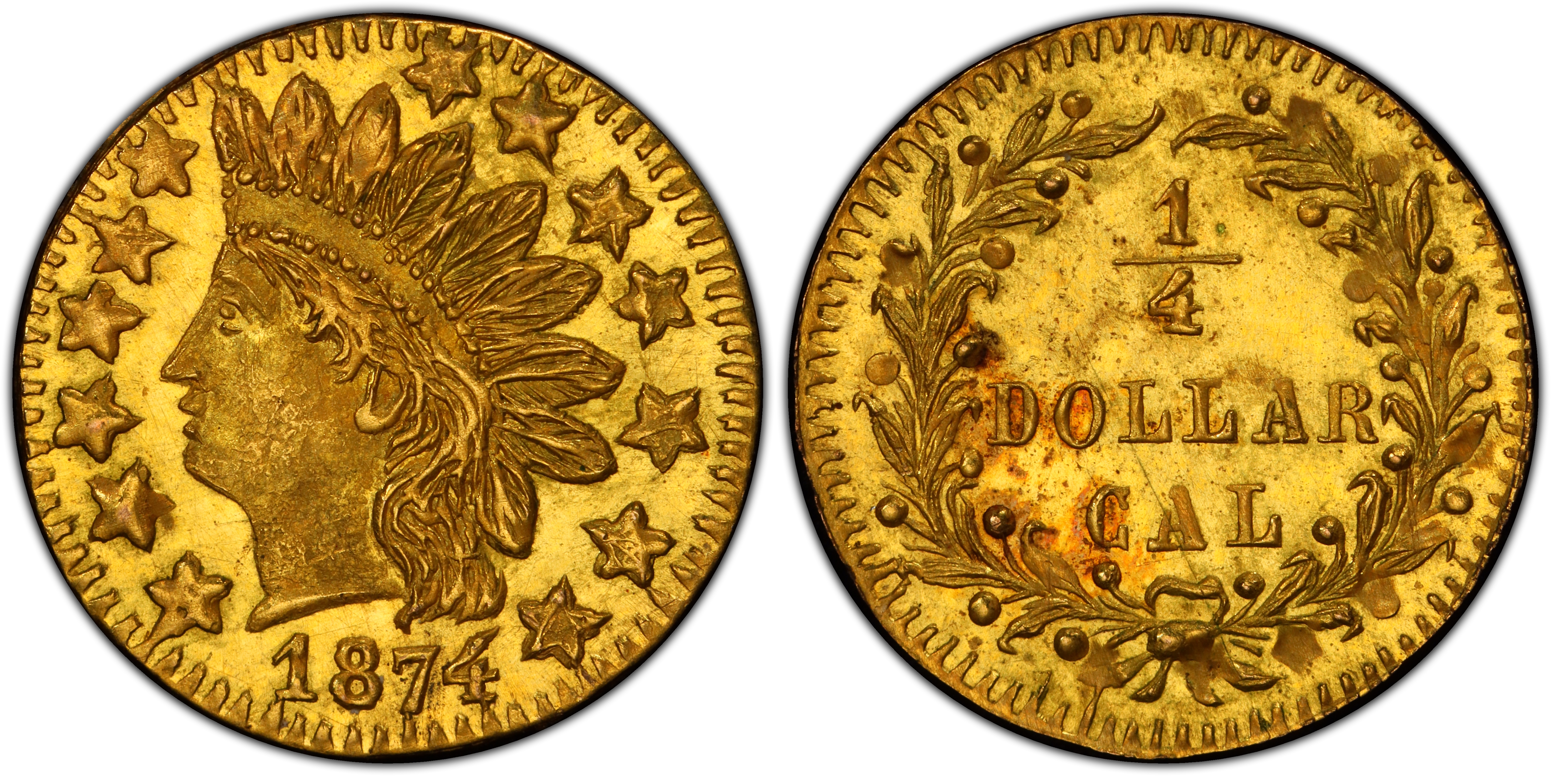 1874 G25C BG-875 (Regular Strike) California Fractional Gold 