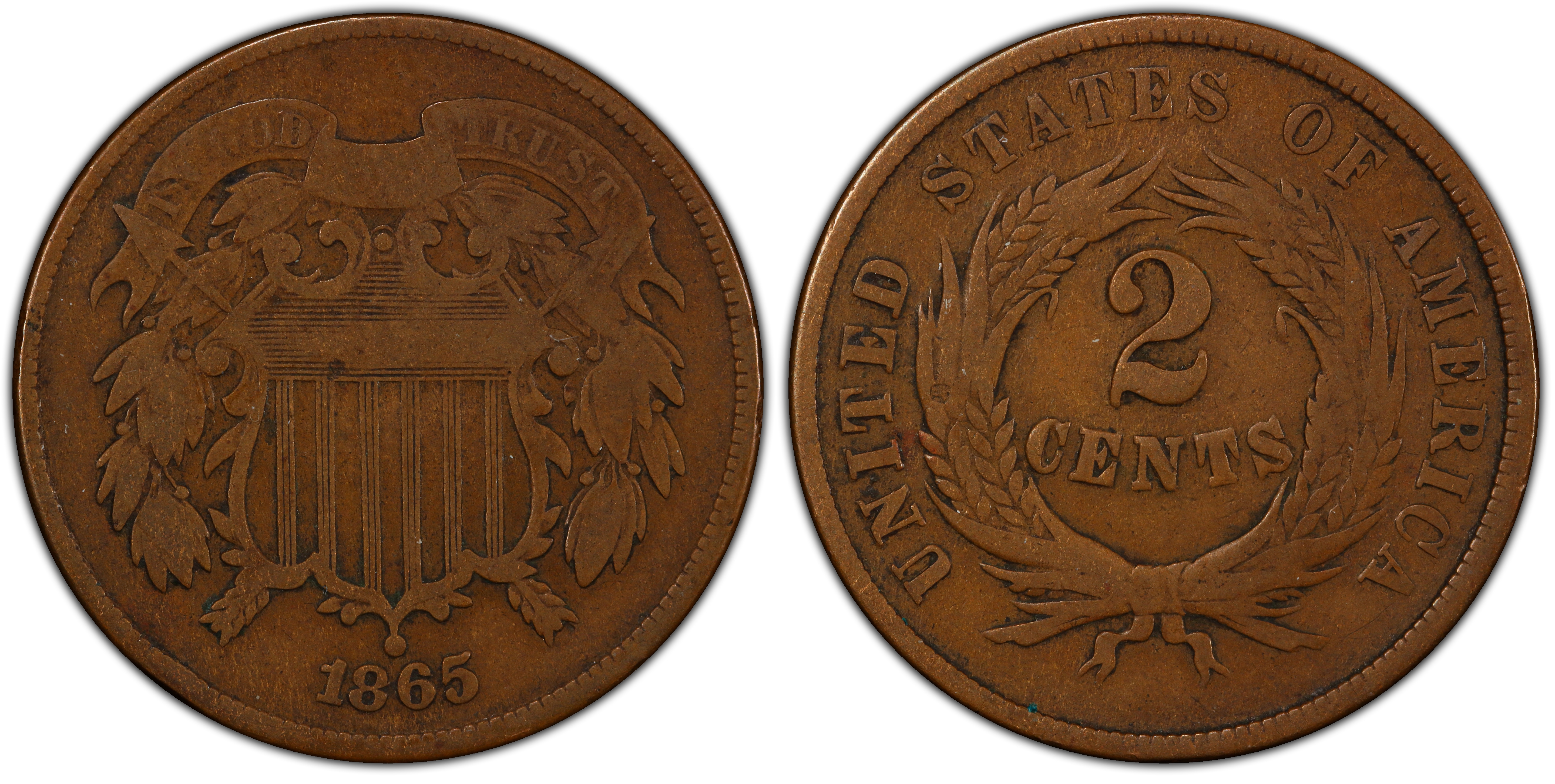 Images Of Two Cent 1865 2c Plain 5 Bn Pcgs Coinfacts