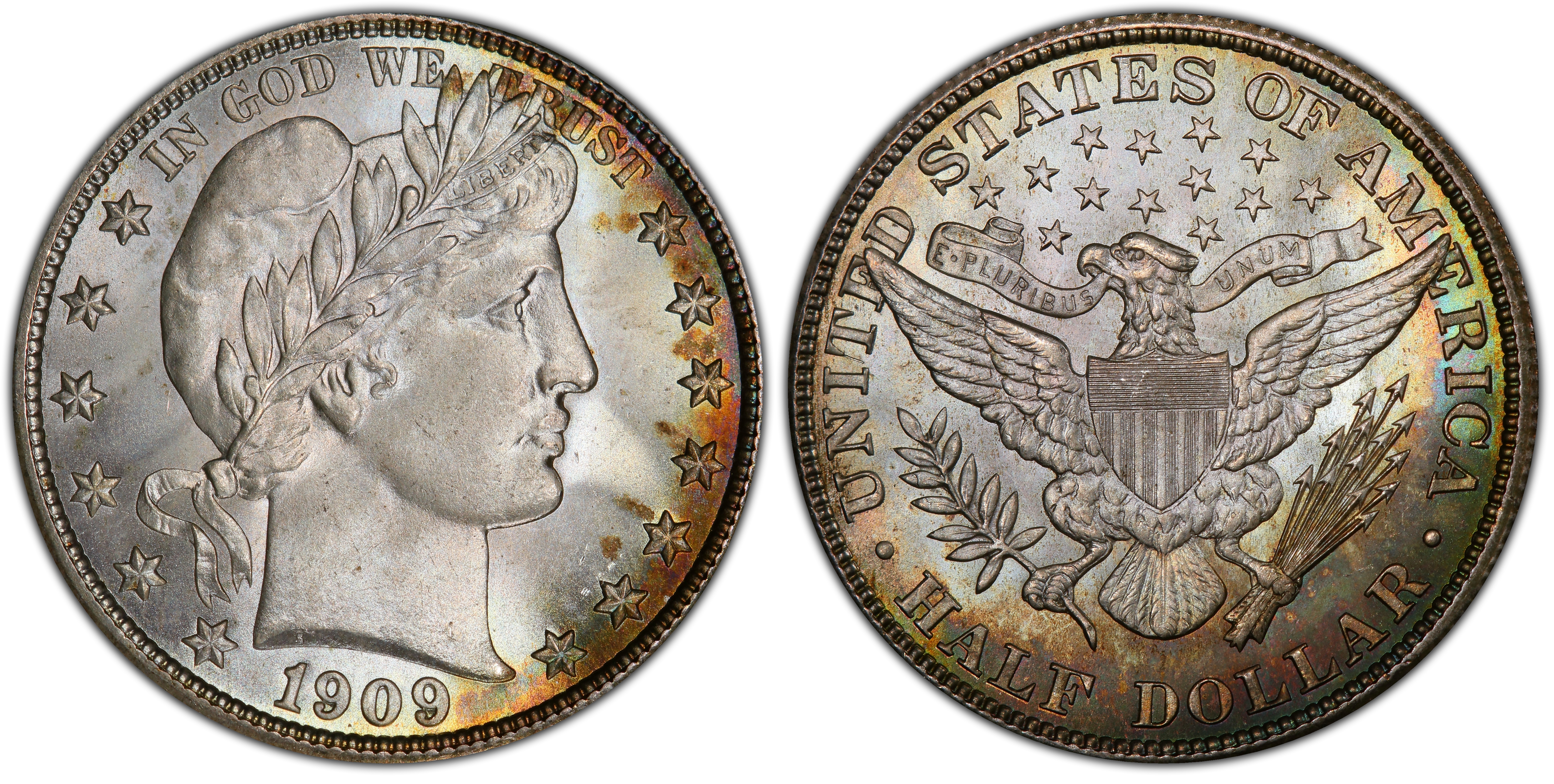 1909 50C (Regular Strike) Barber Half Dollar - PCGS CoinFacts